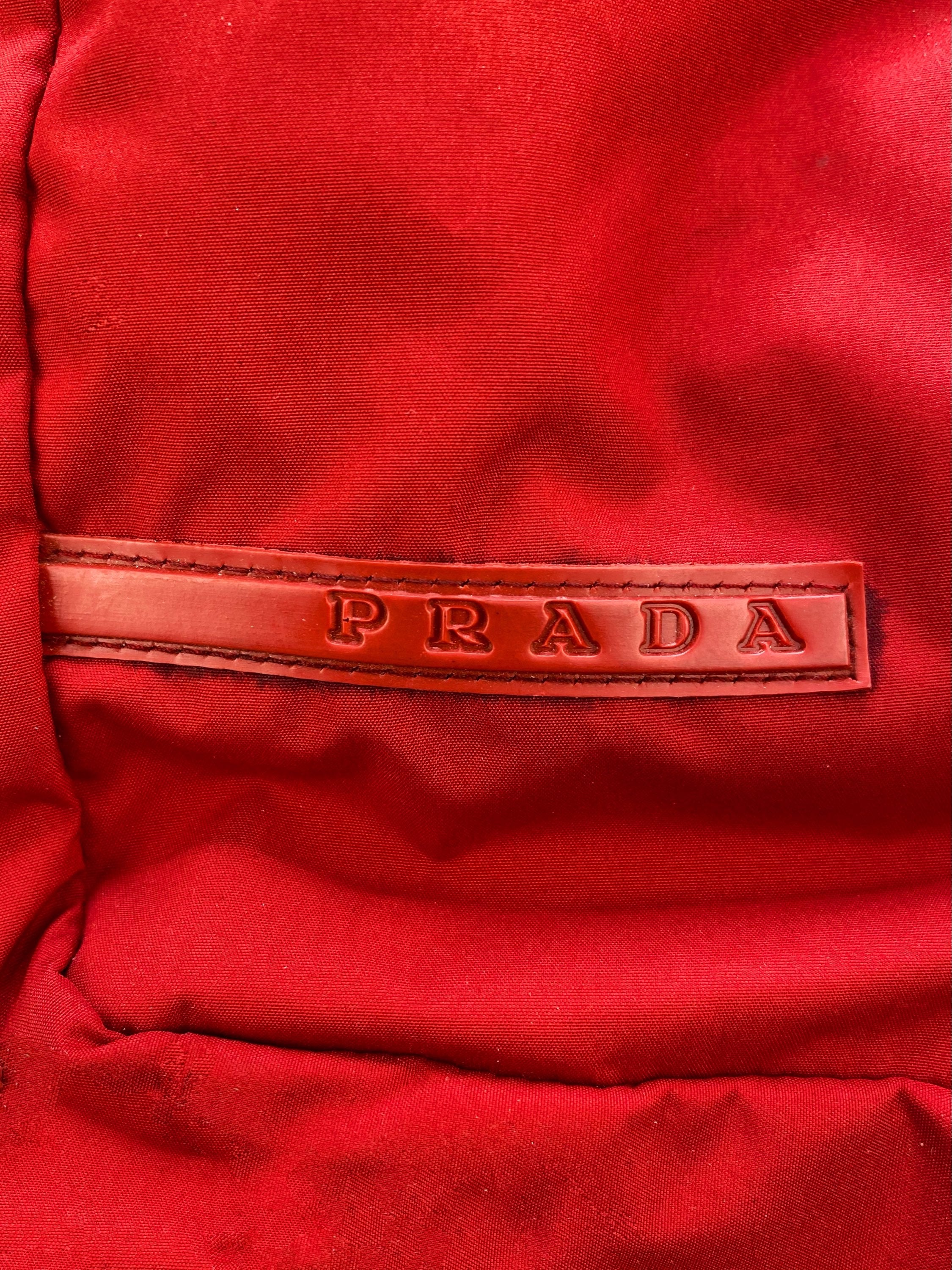 2000’s Prada Sport Cherry Red Nylon Two Tone Mini Duffle Bag