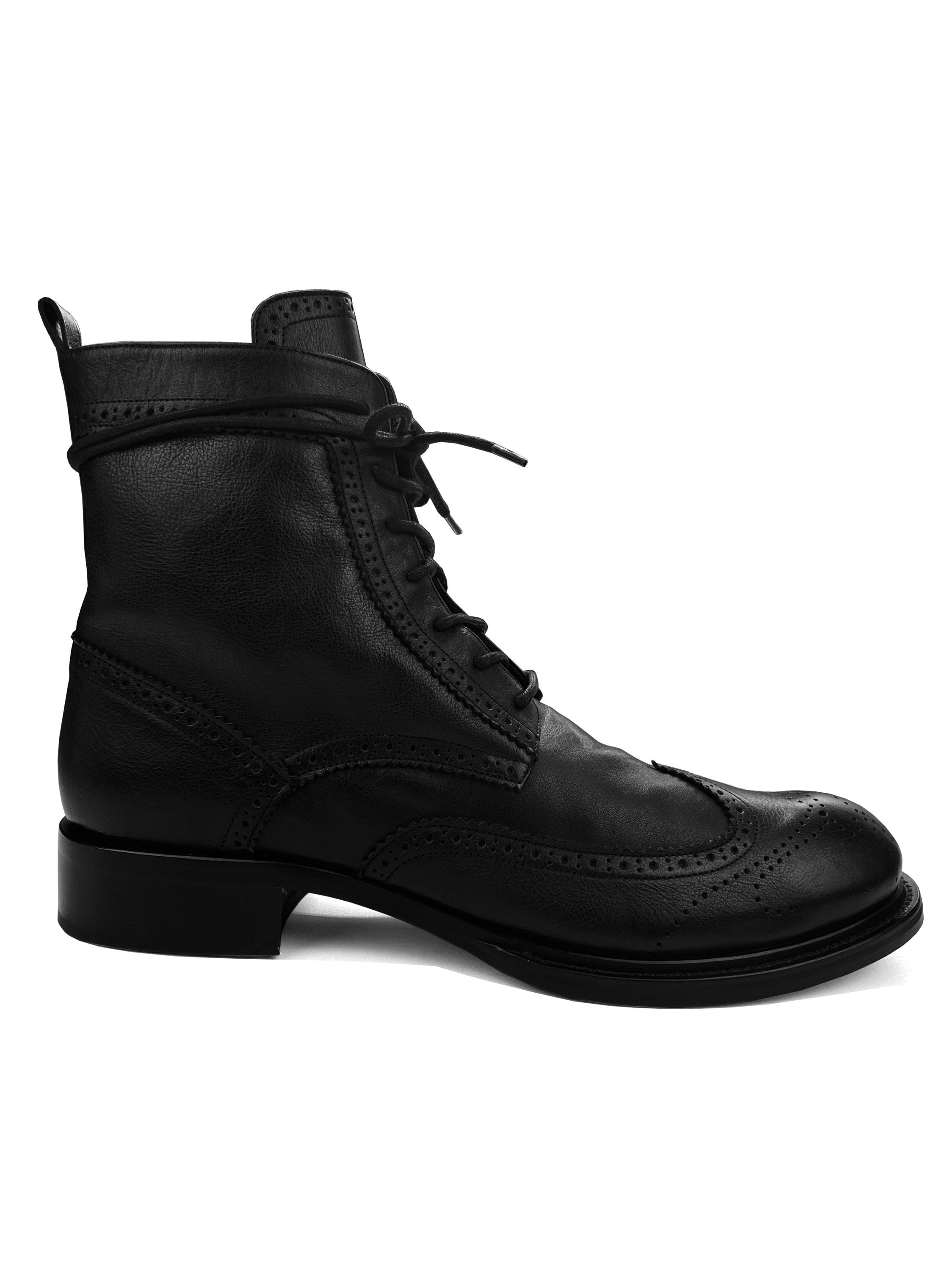 Ann Demeulemeester Calfskin Leather Black Brouge Boots