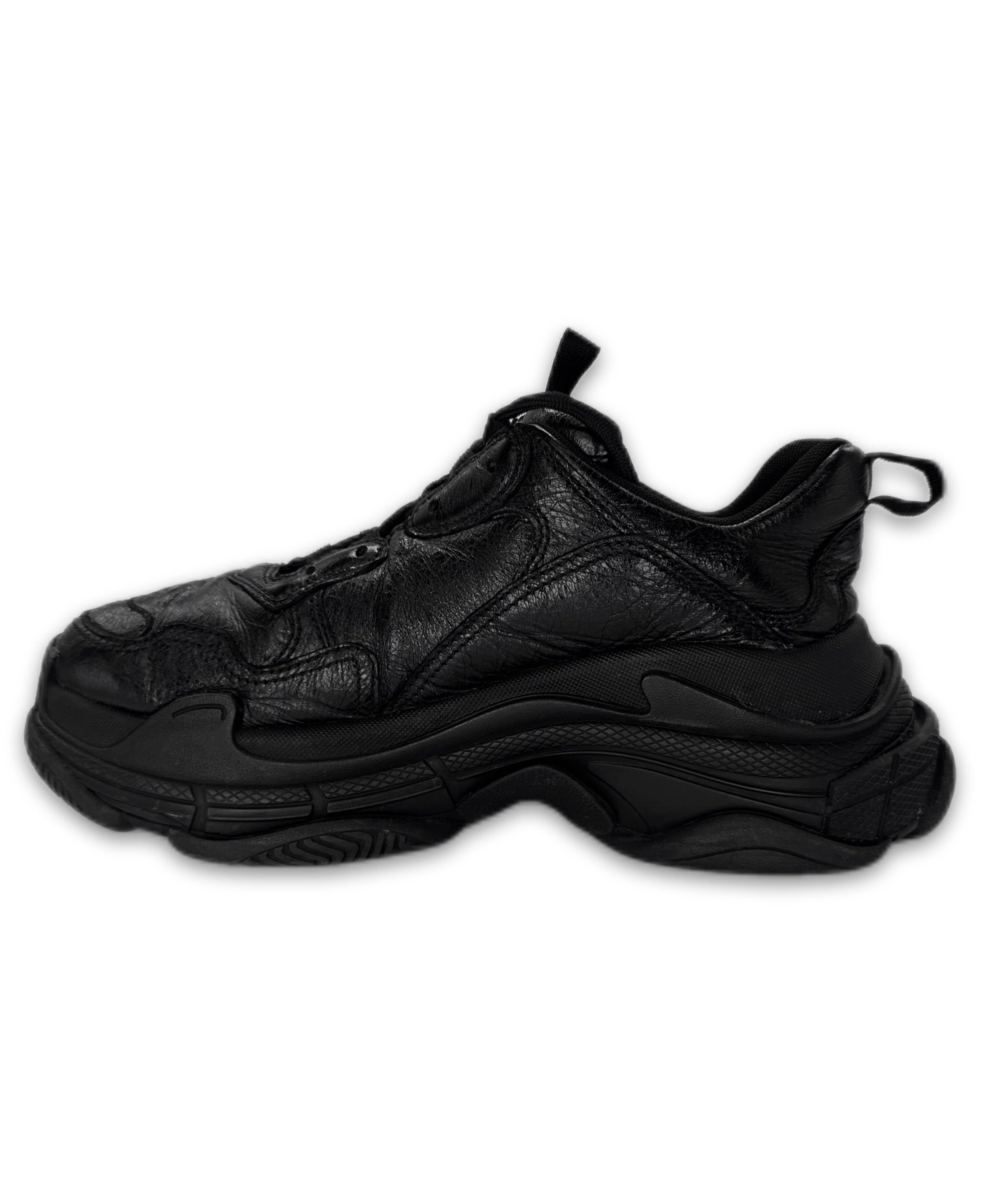 Balenciaga Black ‘Triple S’ Chunky Patent Leather Sneakers