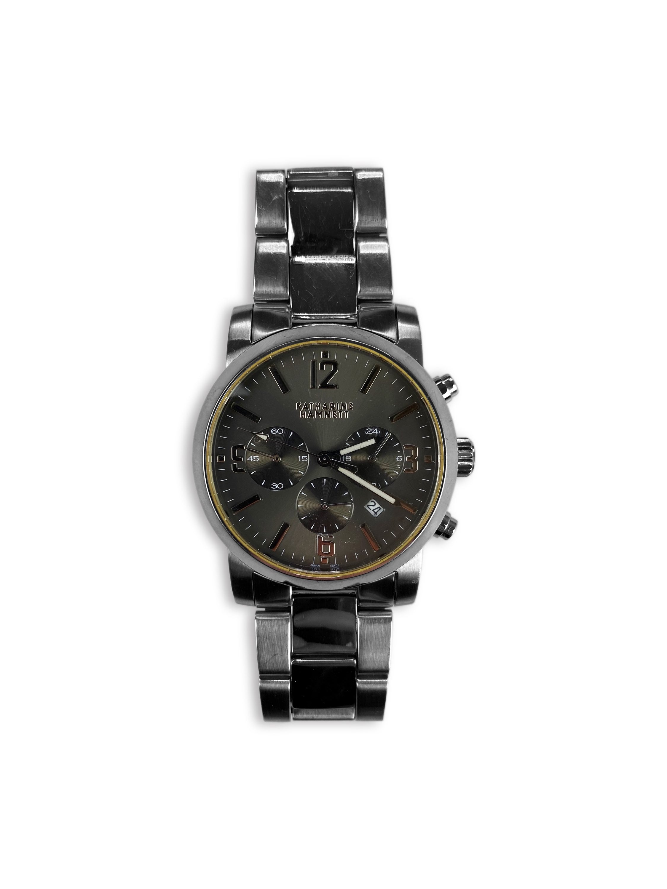 Katharine Hamnett Two Tone Olive Green Silver Watch