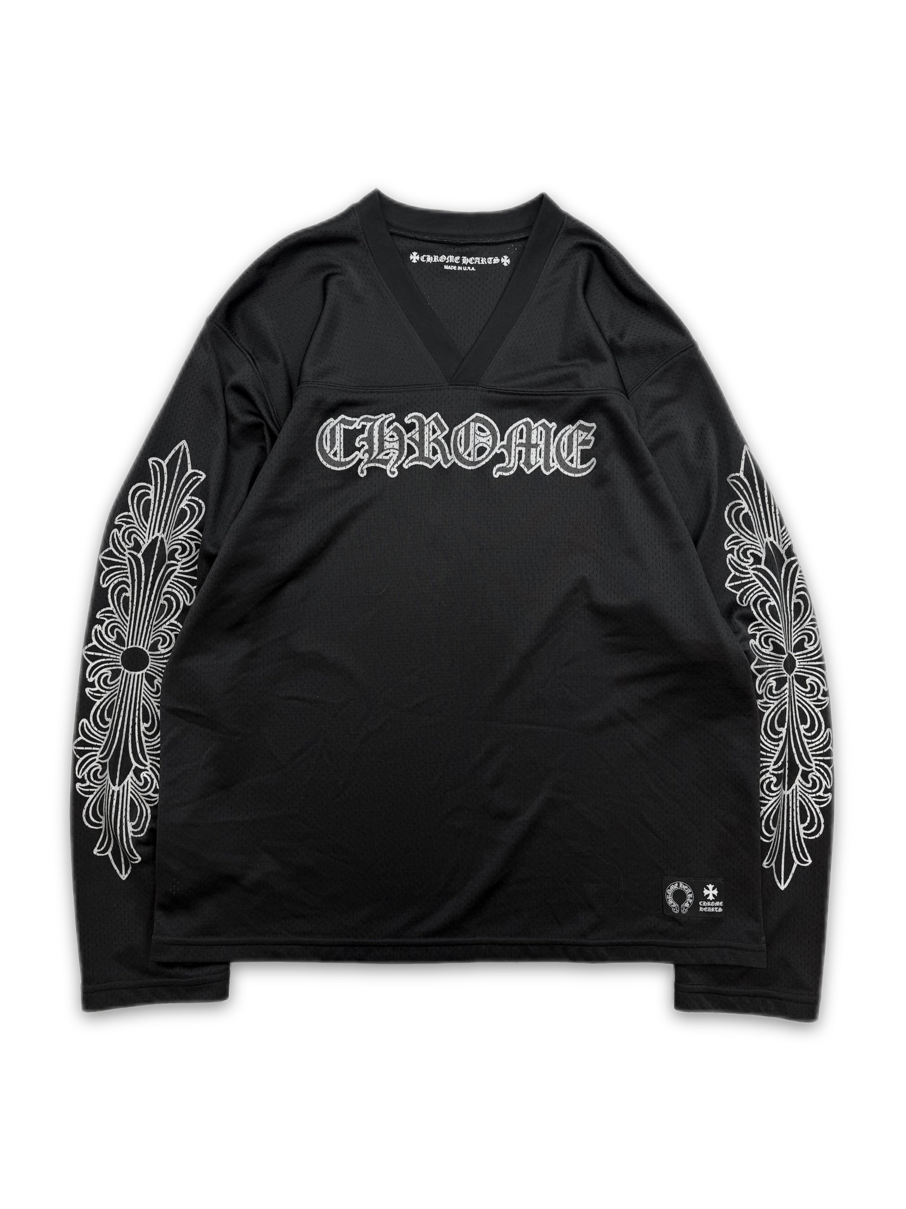 Chrome Hearts Black Floral CH Long Sleeve Mesh Jersey