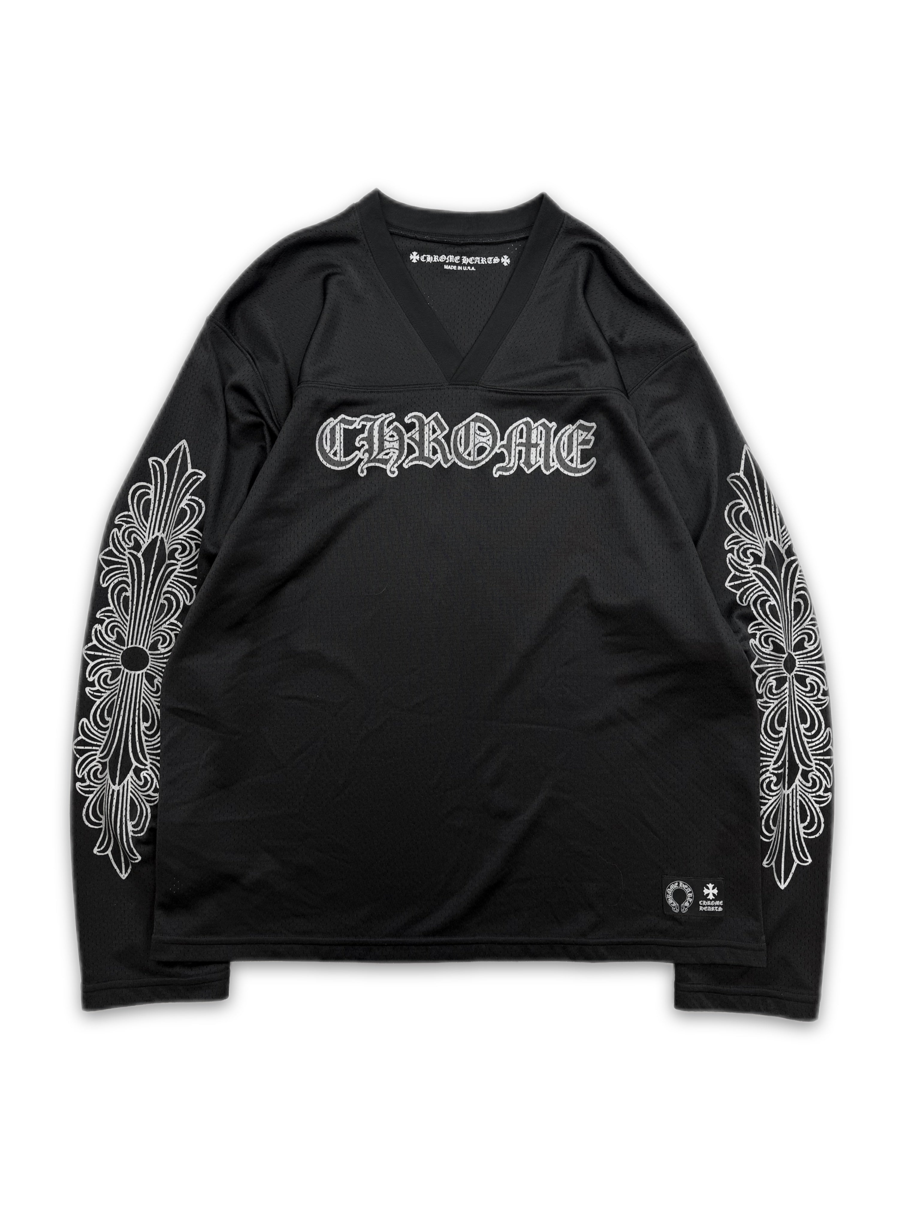 Chrome Hearts Black Floral CH Long Sleeve Mesh Jersey