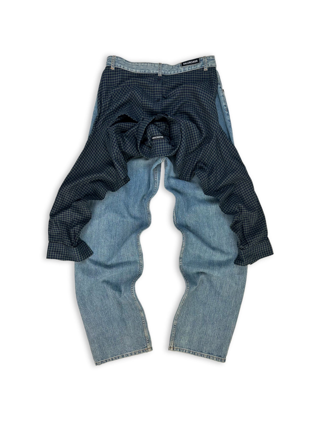 SS21 Balenciaga ‘Shirt’ Hybrid Flannel Wide Cut Blue Wash Denim
