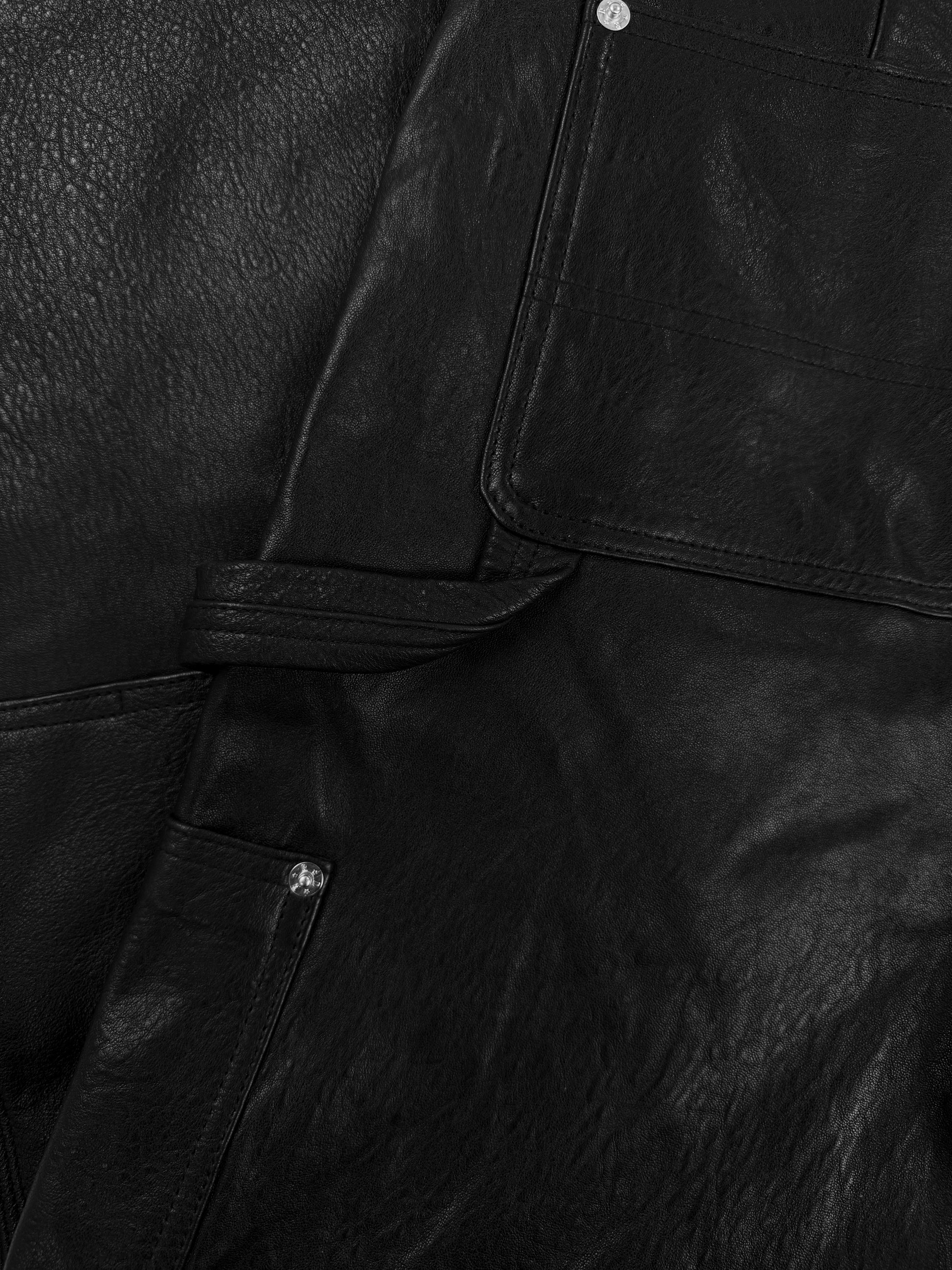 AW25 Enfants Riches Deprimes Wide Black Leather Double Knee Carpenter Pants