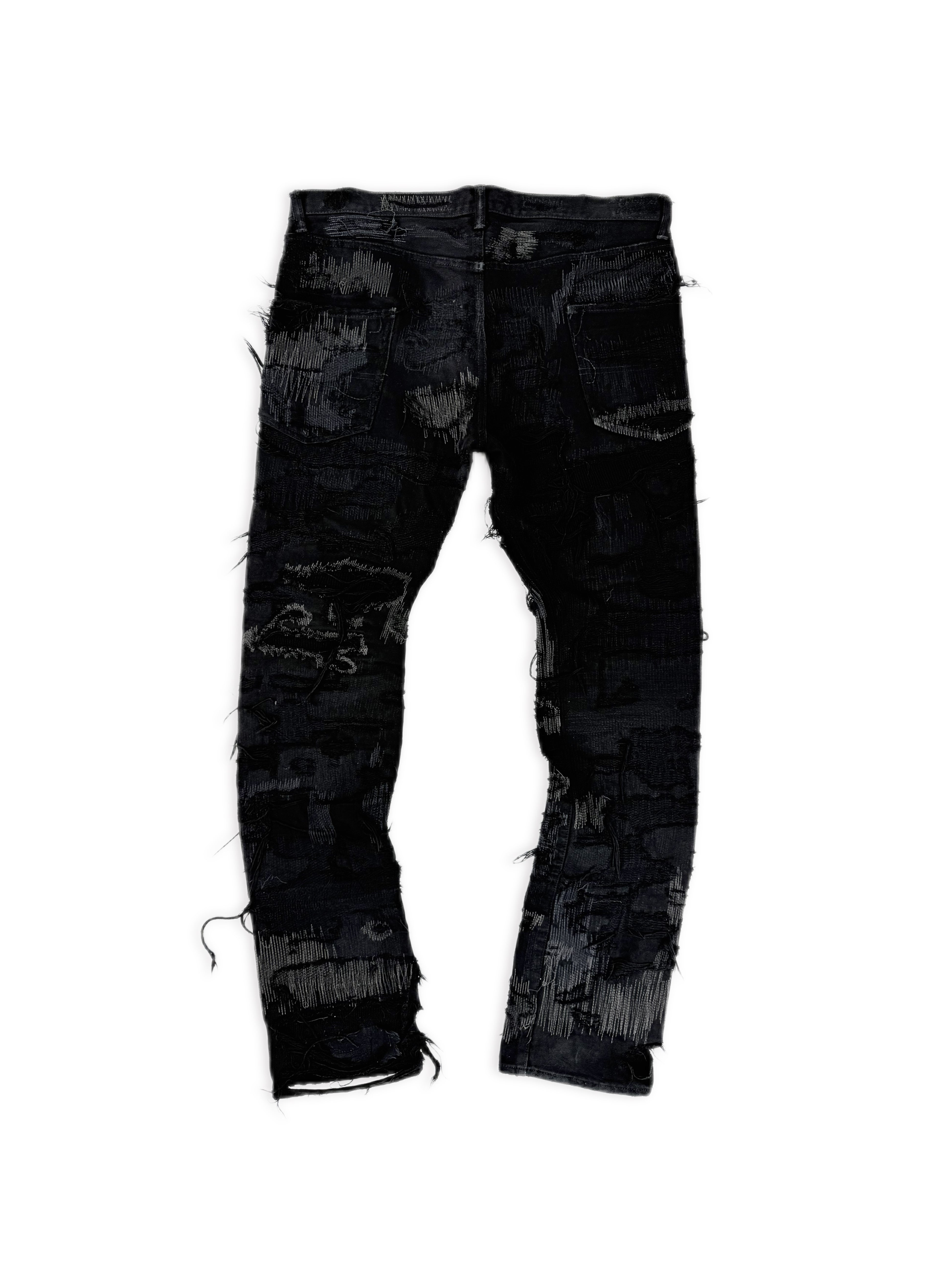 AW05 Undercover 85 ‘Arts &amp; Crafts’ Men’s Black Unaltered Black Denim Jeans