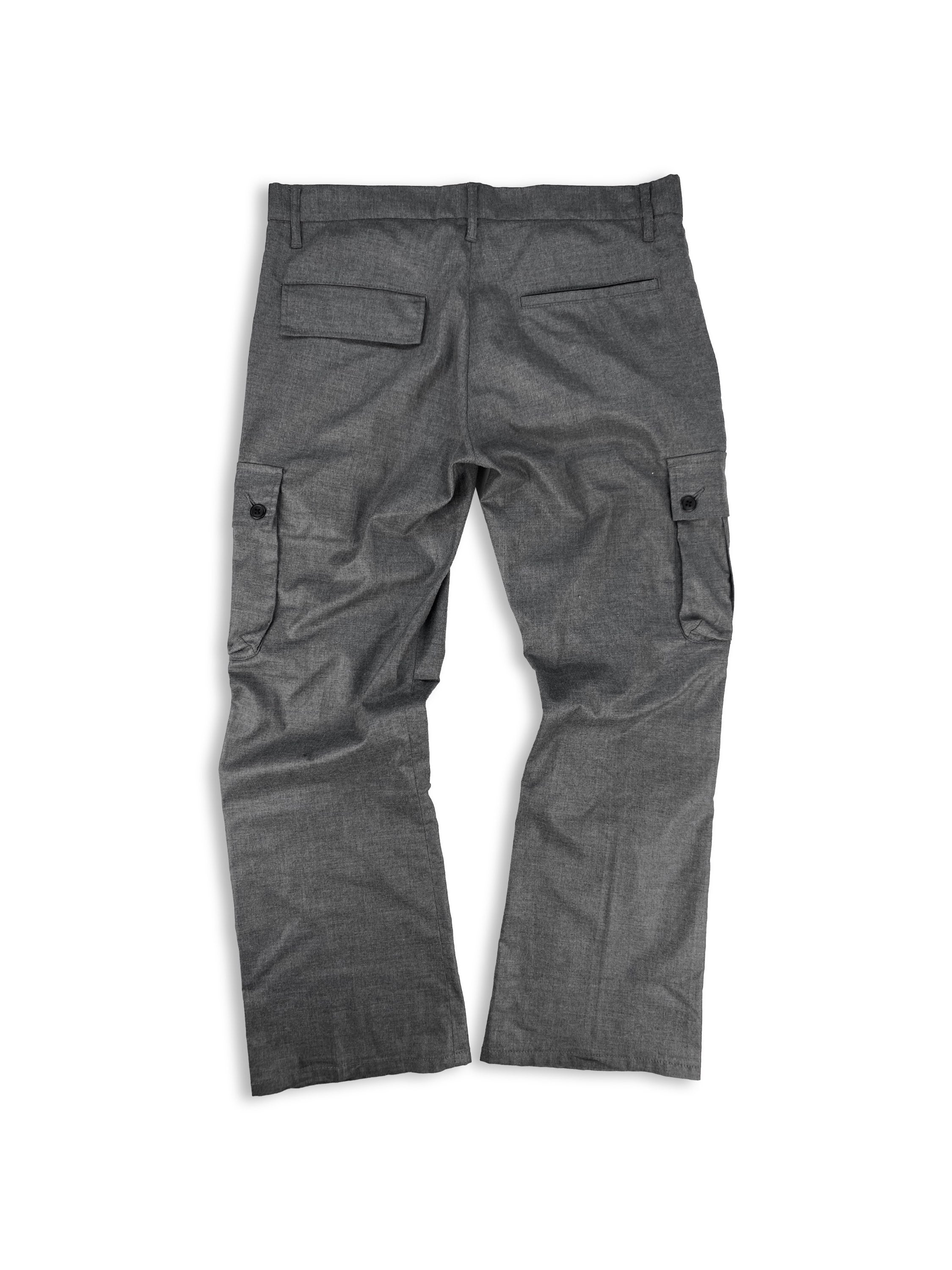 00s Tete Homme Grey Symmetric Button Clasp Cargo Pants