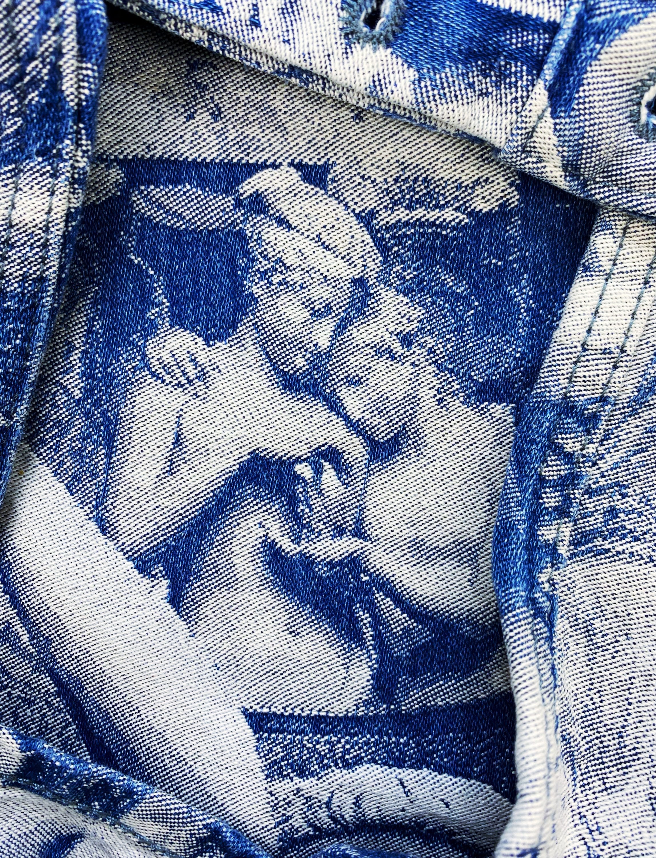 AW21 Aries x Lee ‘Roman Faces’ Blue Wash Full Print Denim Jeans