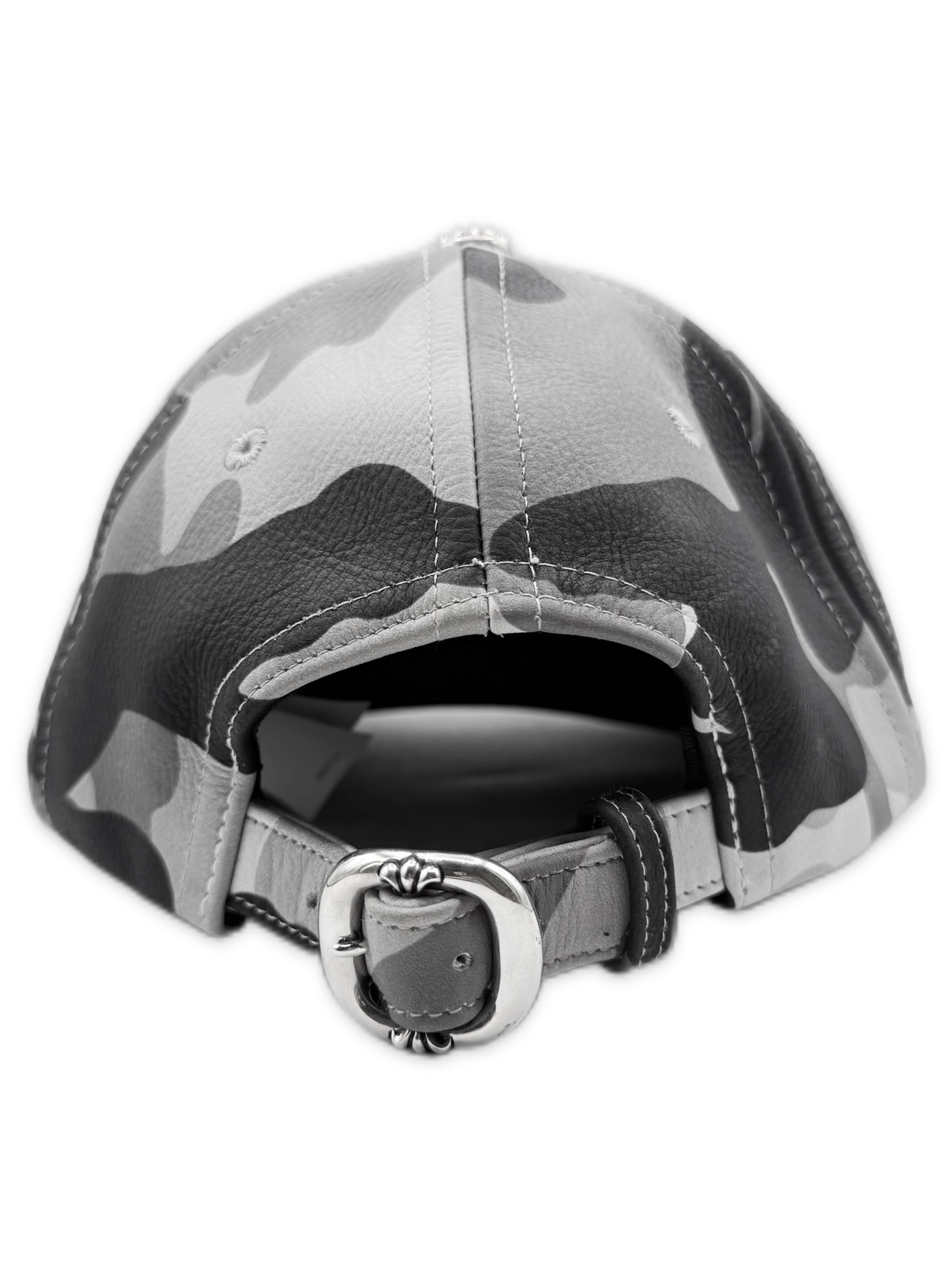 Chrome Hearts Leather Star Patch Snow Camo Gunslinger Strap Back Hat