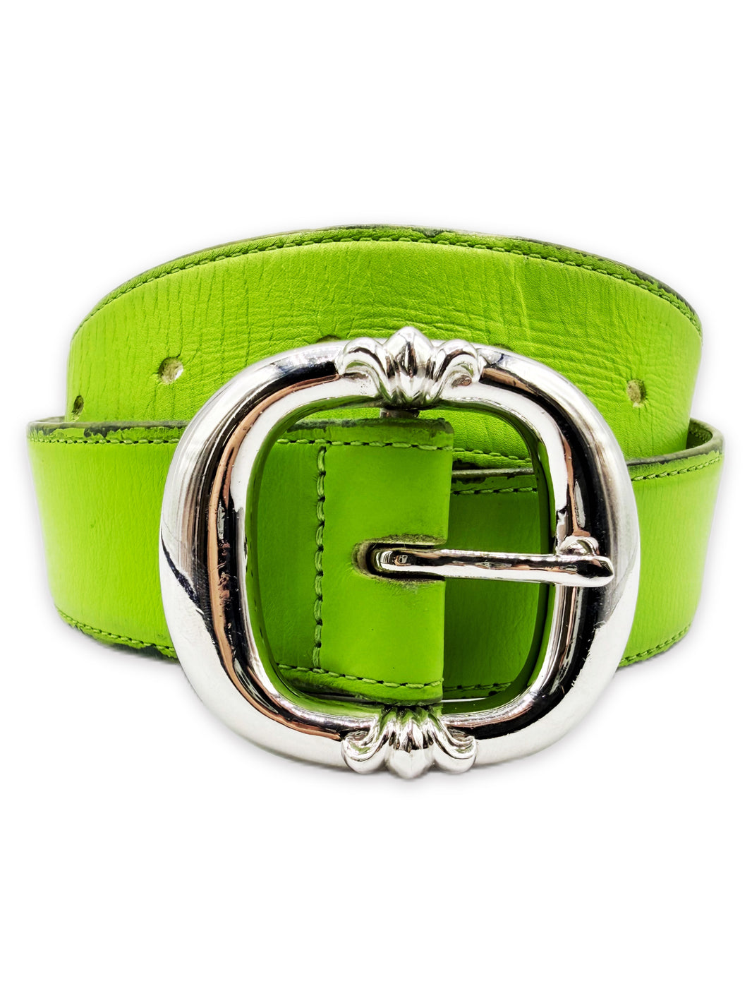 Chrome Hearts Lime Green 1.5 inch Gunslinger Leather Belt