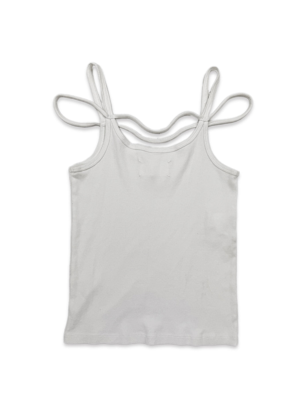 AW02 Maison Margiela Quad-String White Ribbed Tank Top