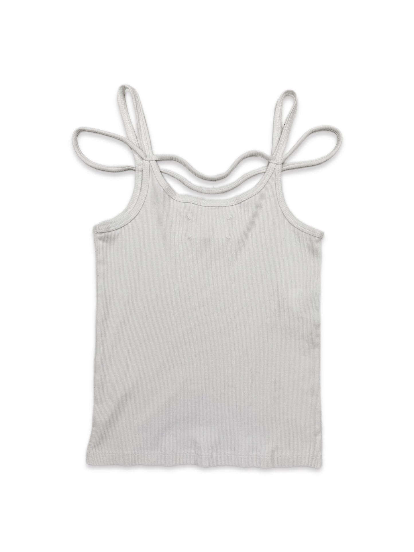 AW02 Maison Margiela Quad-String White Ribbed Tank Top