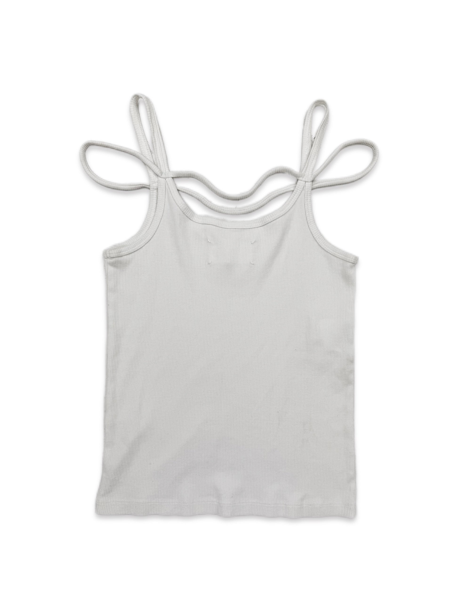 AW02 Maison Margiela Quad-String White Ribbed Tank Top