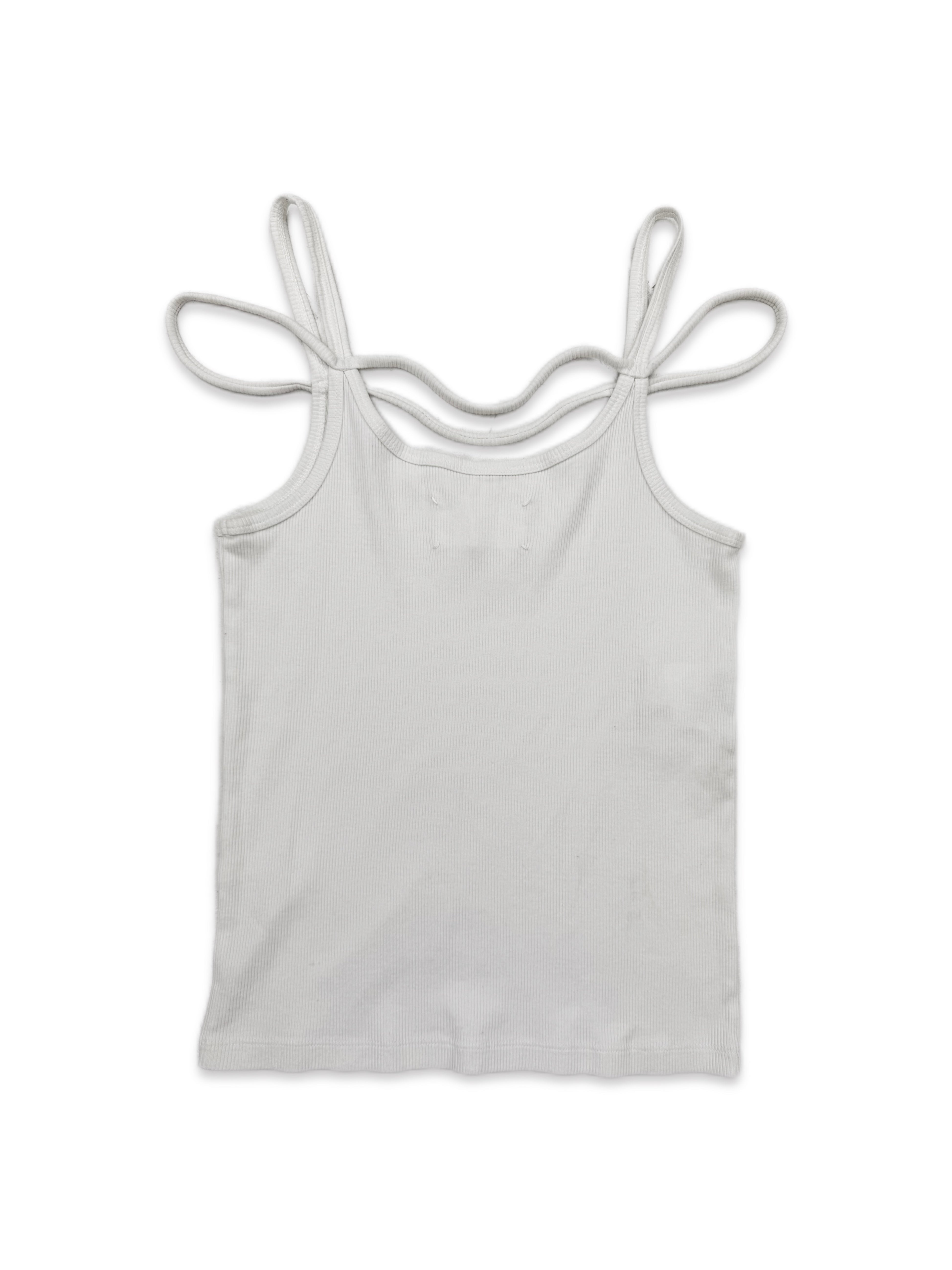 AW02 Maison Margiela Quad-String White Ribbed Tank Top