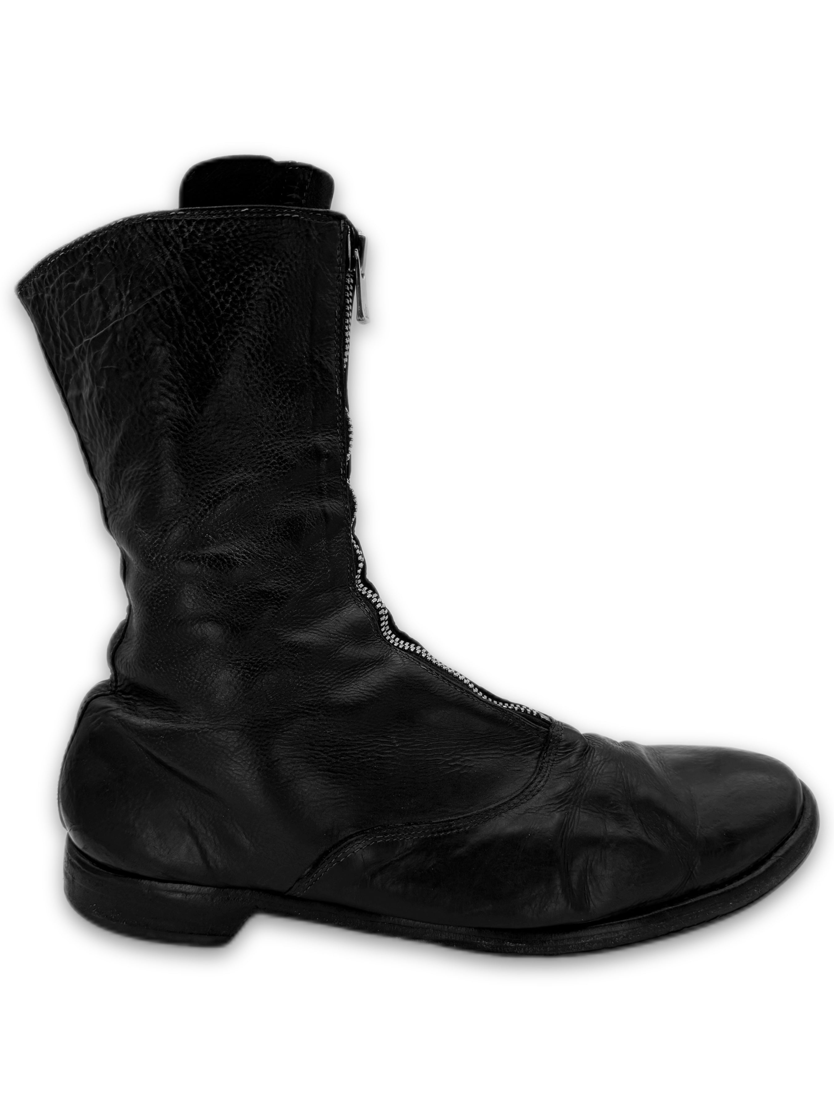 Guidi 310 Full Grain Horse Leather Black Front-zip Boots