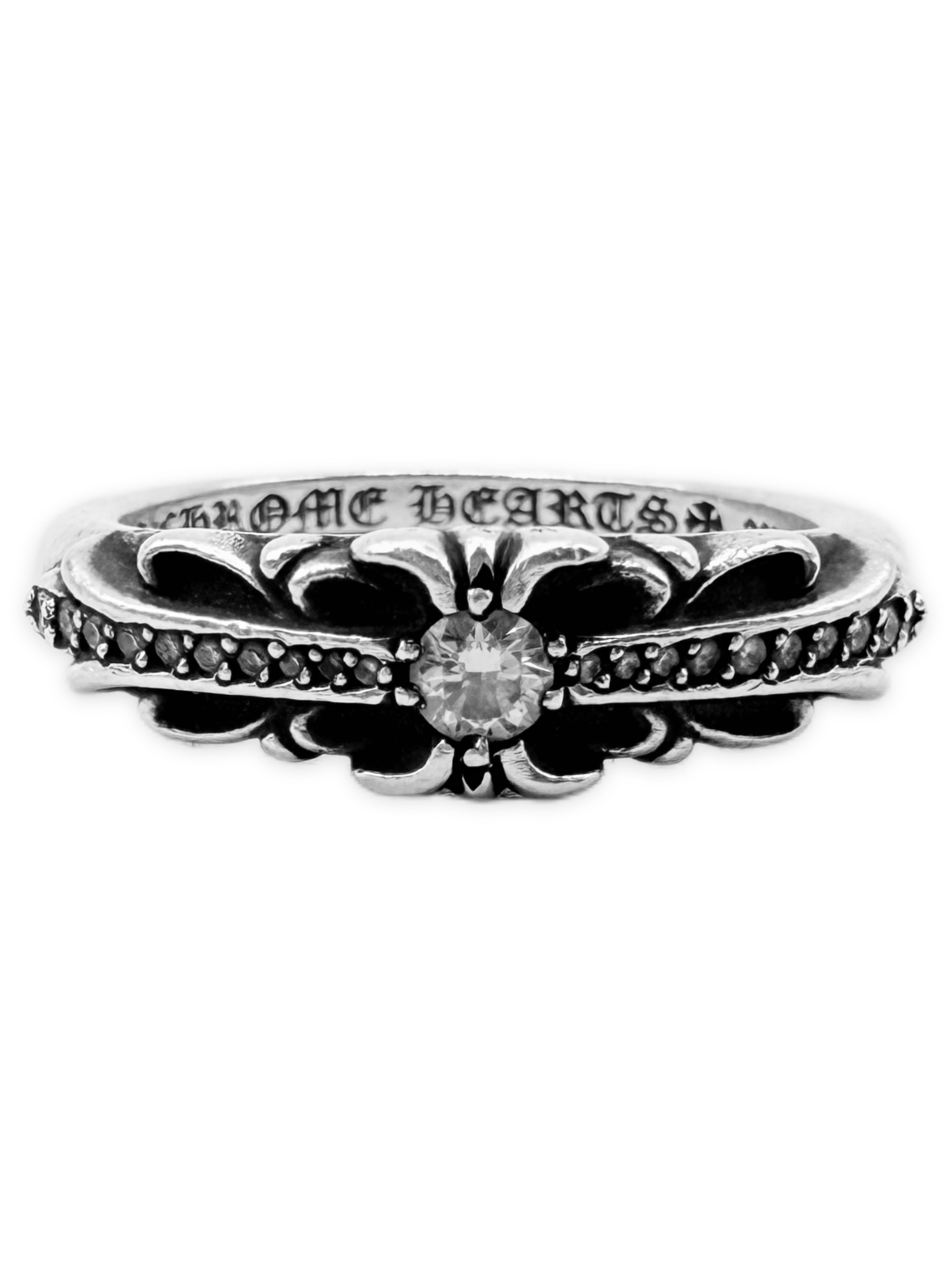 Chrome Hearts Pavé Diamond Factory Set Floral .925 Silver Ring