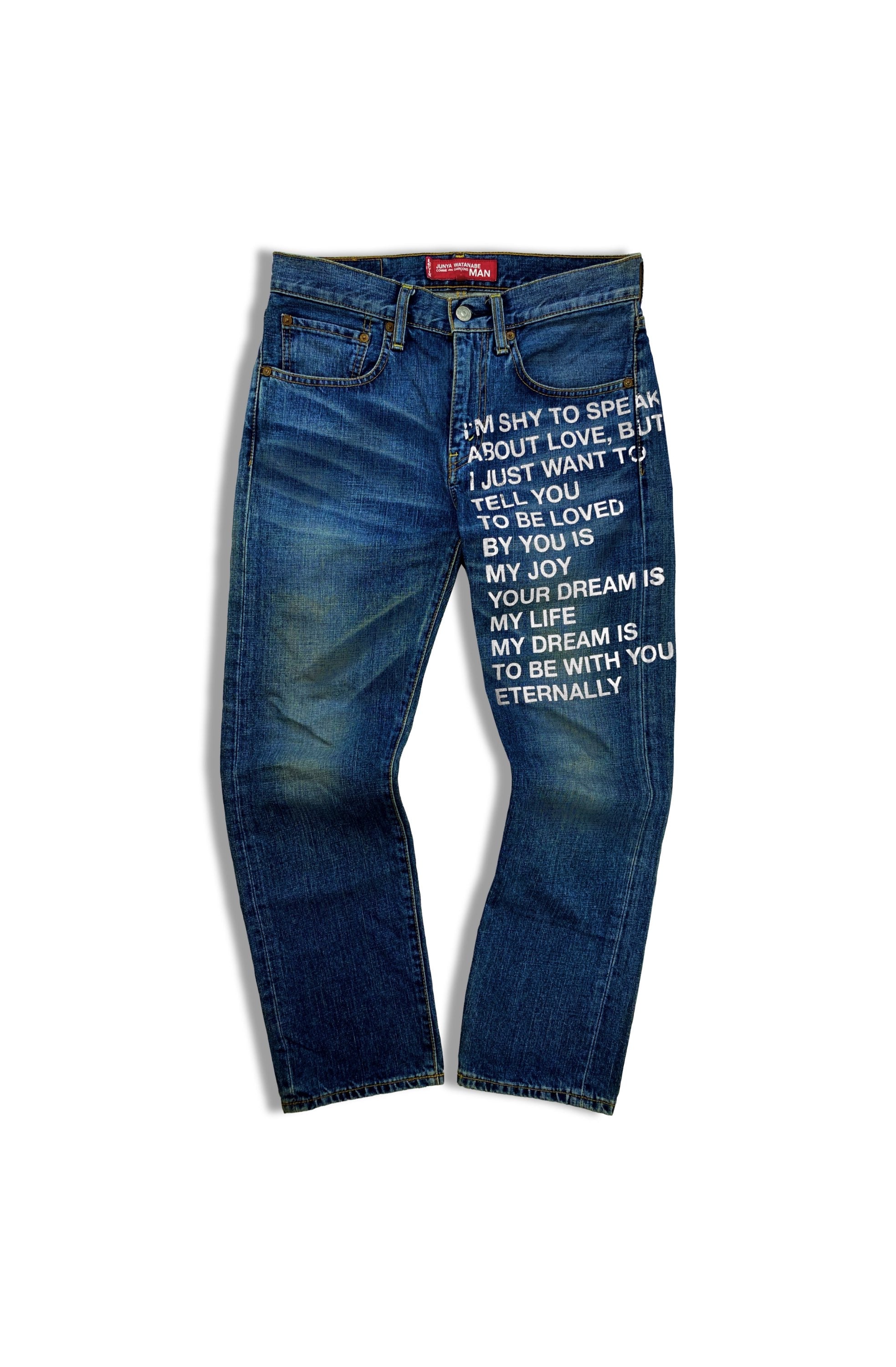 SS10 Junya Watanabe “Eternal Love” Poem Indigo Full Print Denim