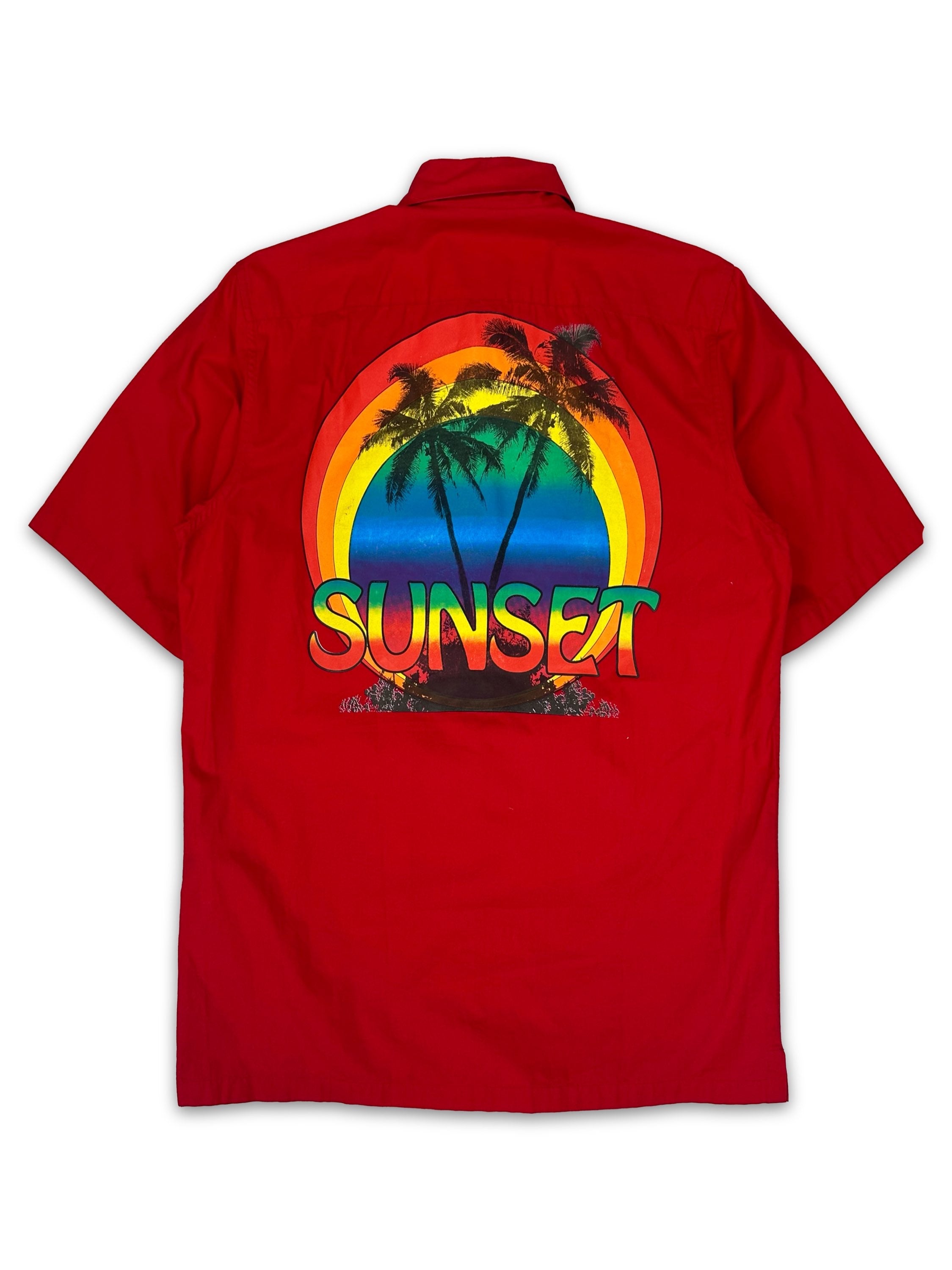 Junya Watanabe ‘Sunset’ Red Graphic Collared Shirt