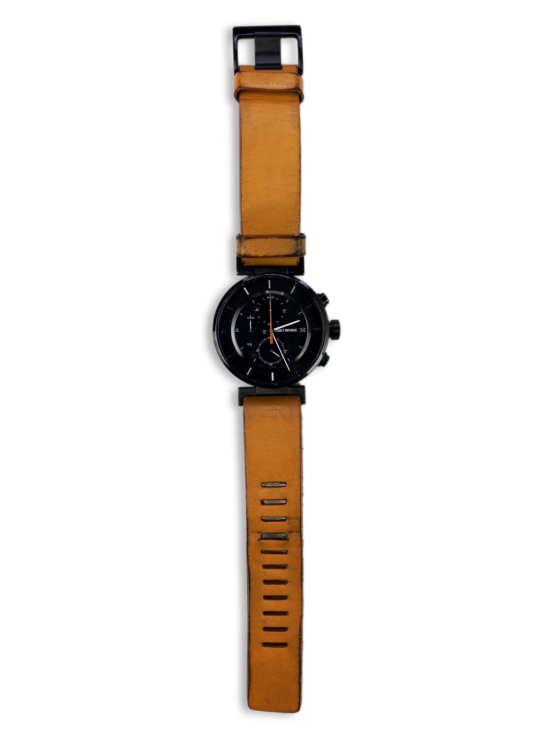 90s Issey Miyake Black ‘Chronograph’ Leather Watch
