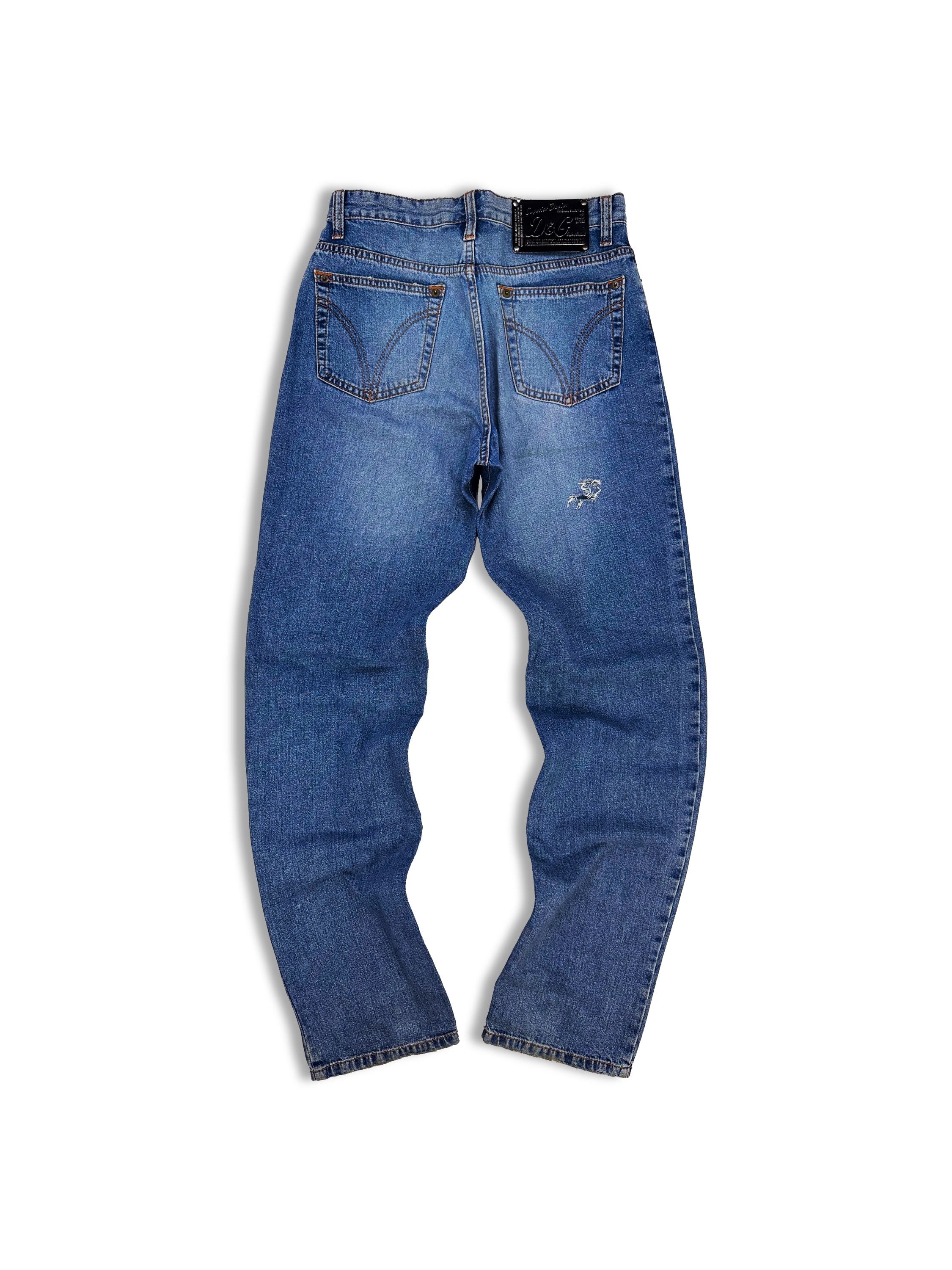 00s Dolce & Gabbana Light Wash Distressed Heavy Weight Denim