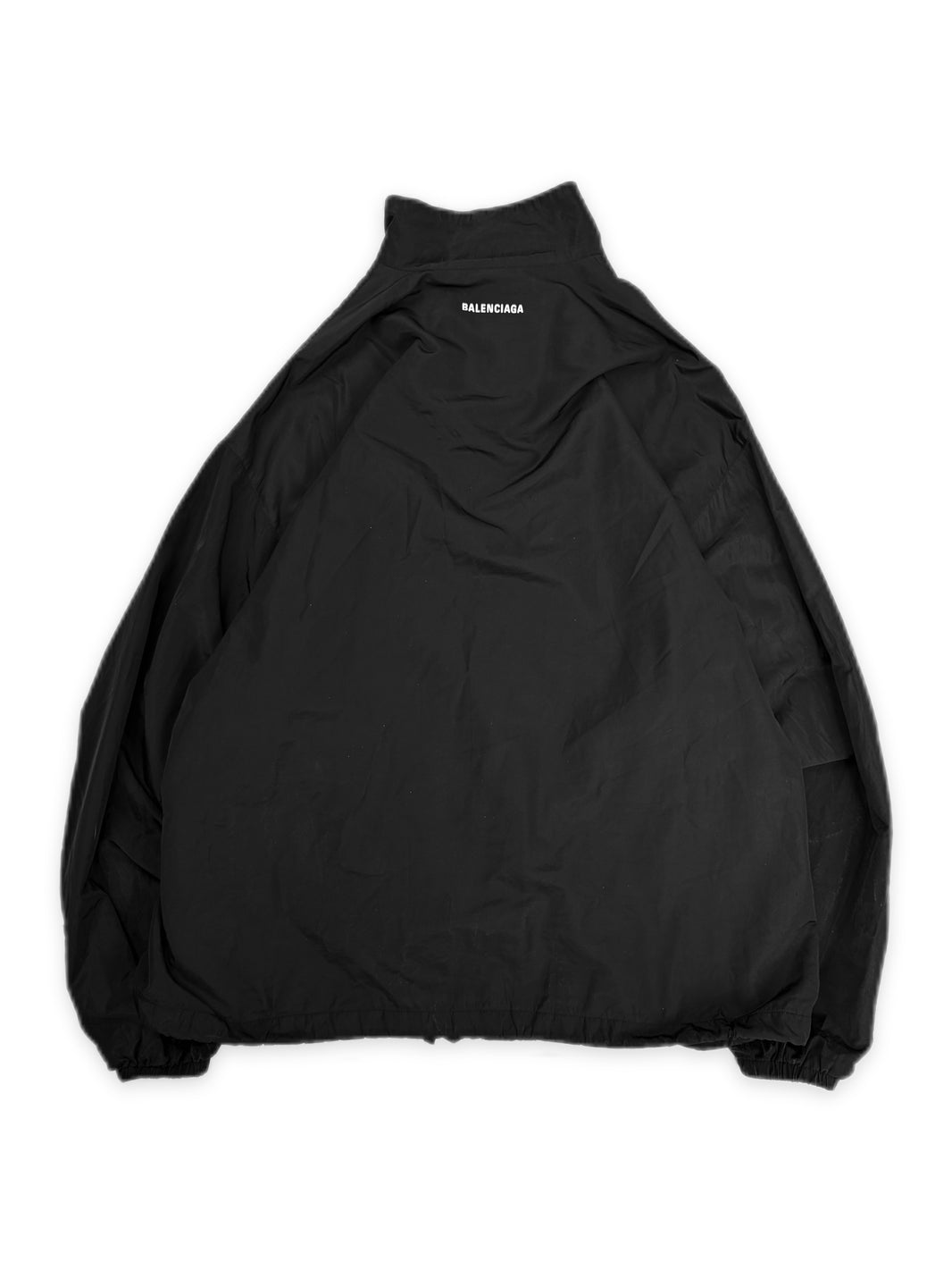 AW22 Balenciaga Activewear Collar Logo Black Nylon Oversized Jacket