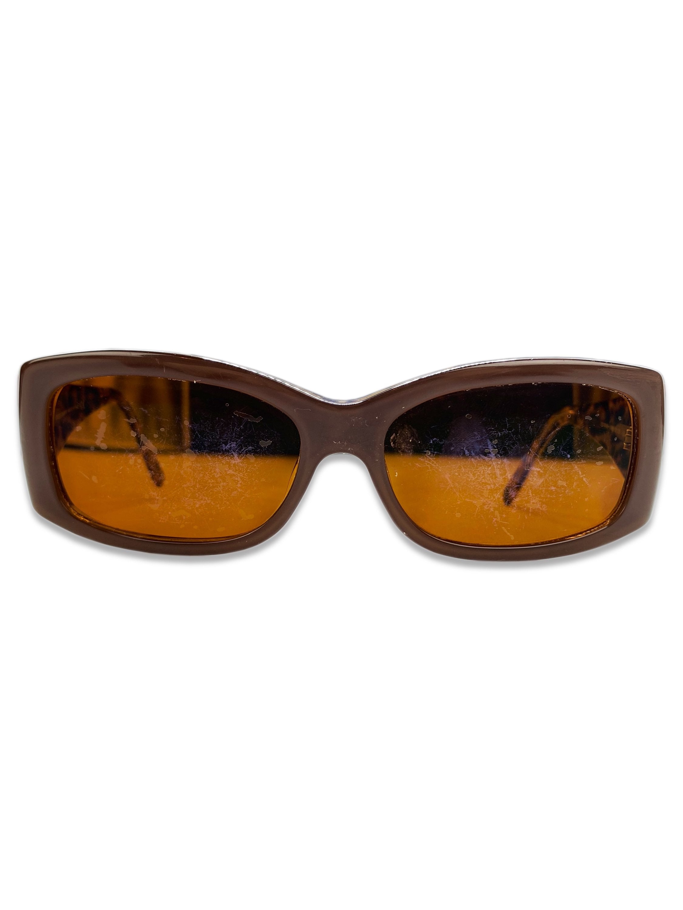 Dolce &amp; Gabbana Warm Tint Metallic Ombré Round Frame Glasses