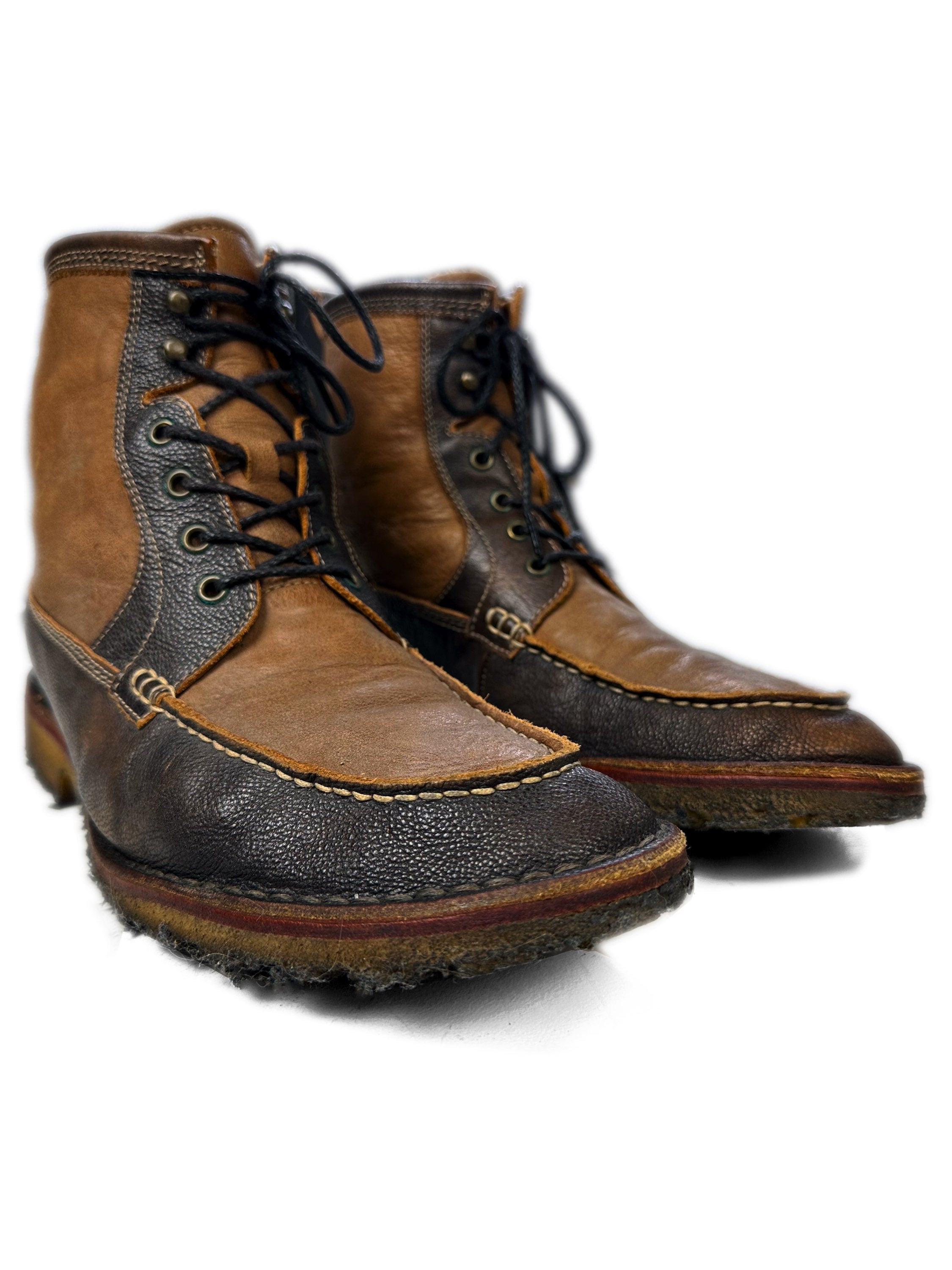 00s Mihara Yasuhiro Brown Leather Tonal Hiking Boots
