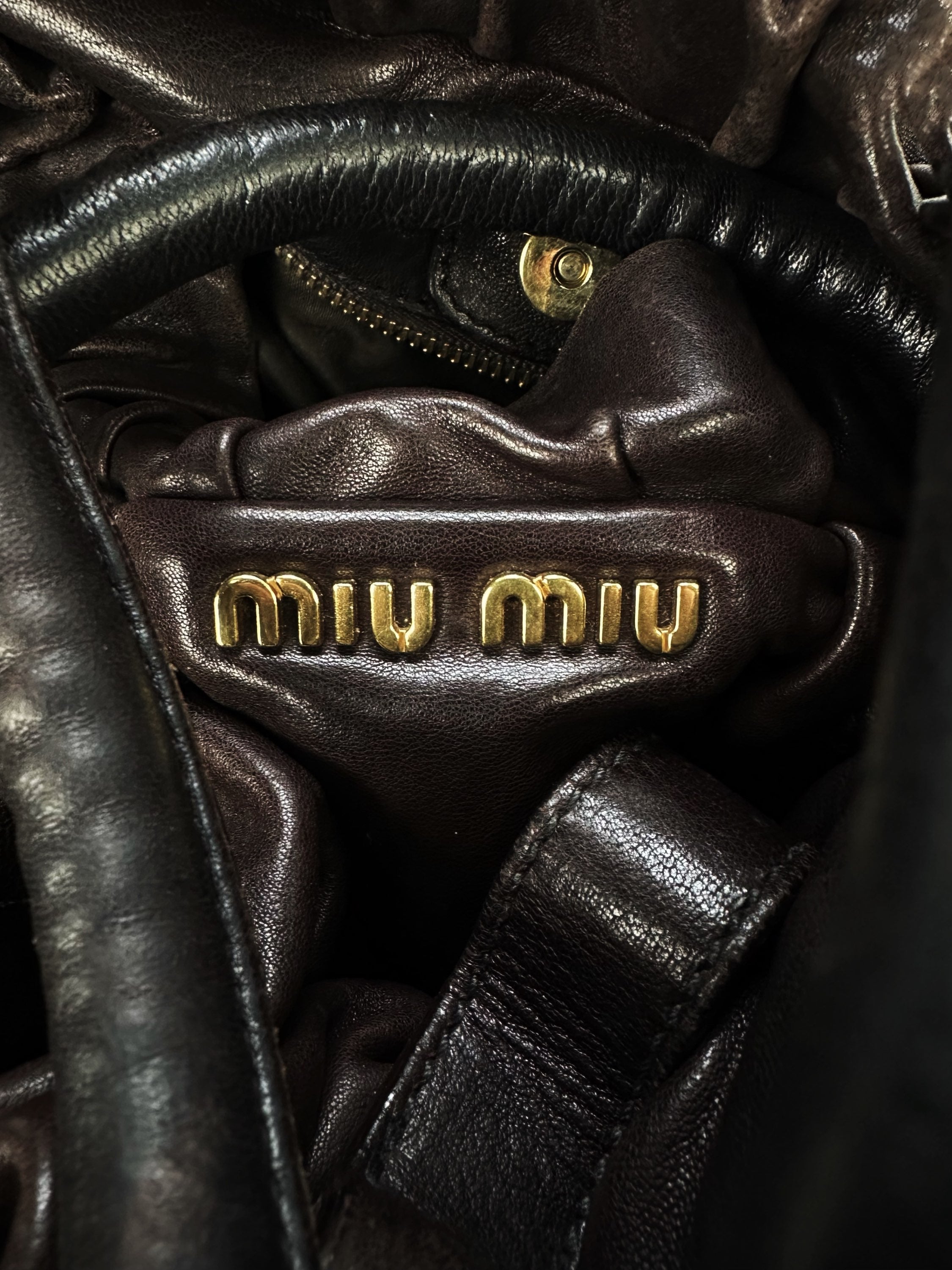 Miu Miu Dark Brown Calfiskin Leather Handbag