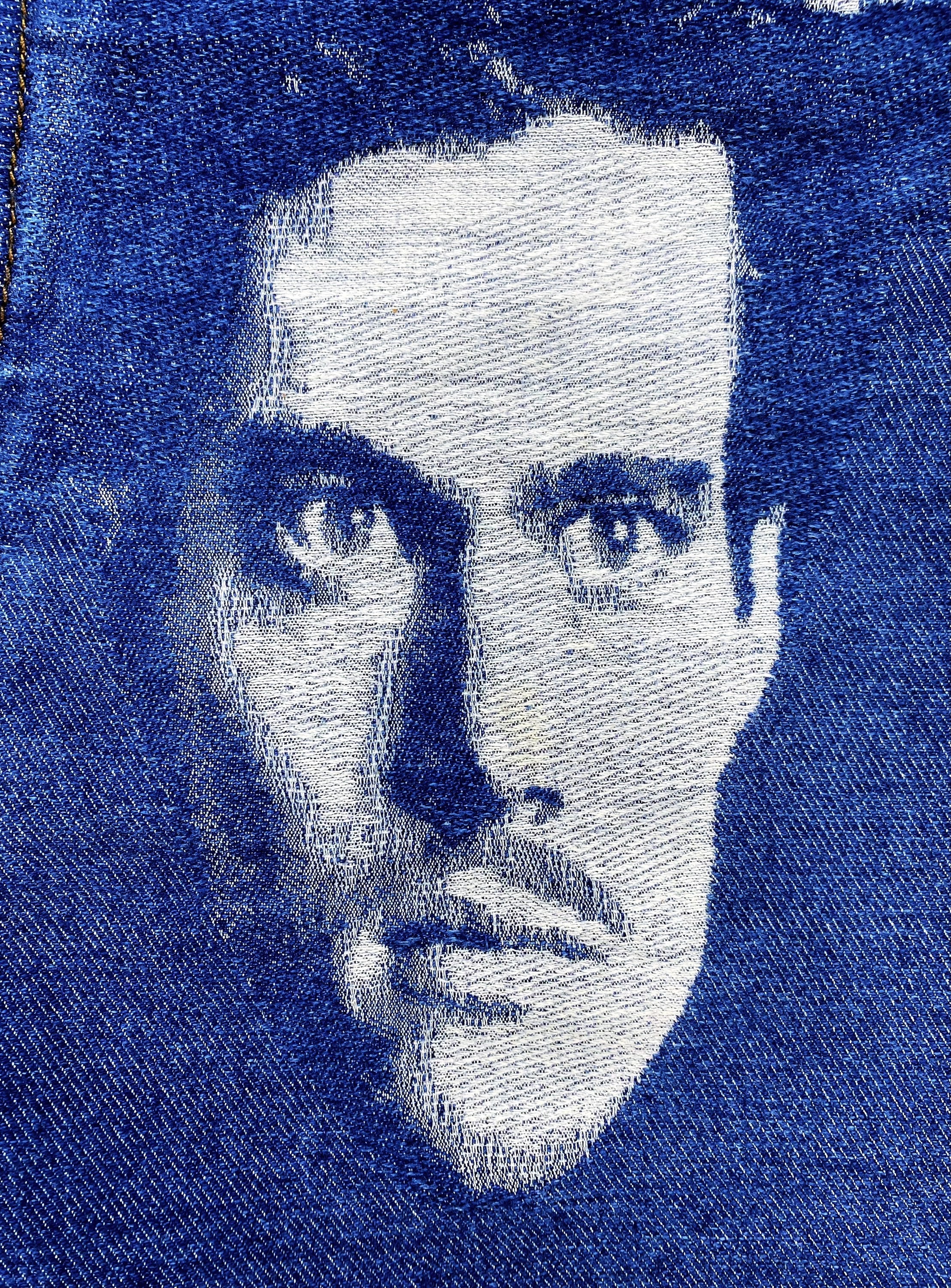 AW92 Jean Paul Gaultier “Faces” Jacquard Woven Denim Jeans