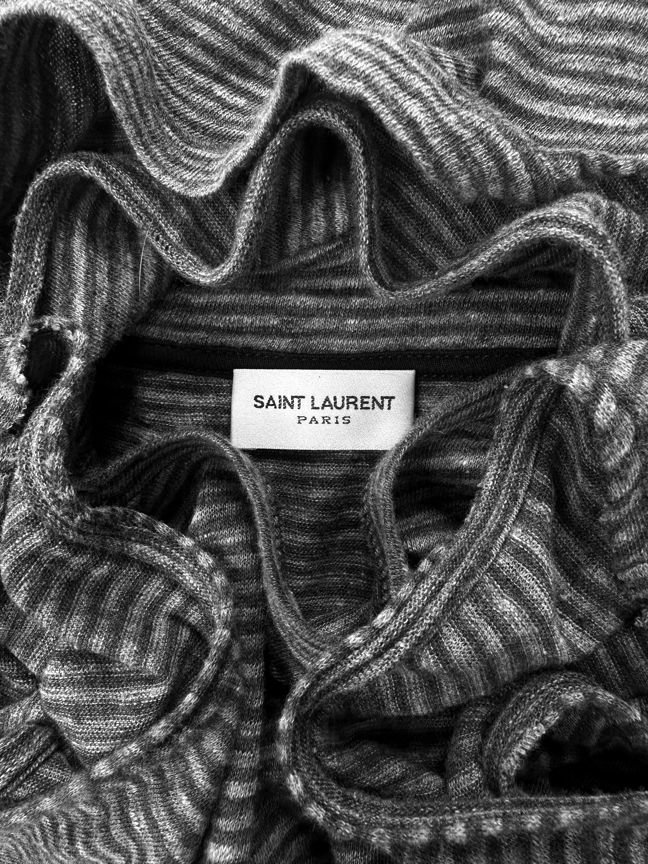 2018 Saint Laurent Paris ‘Striped’ Grey Sleeveless Tank-top