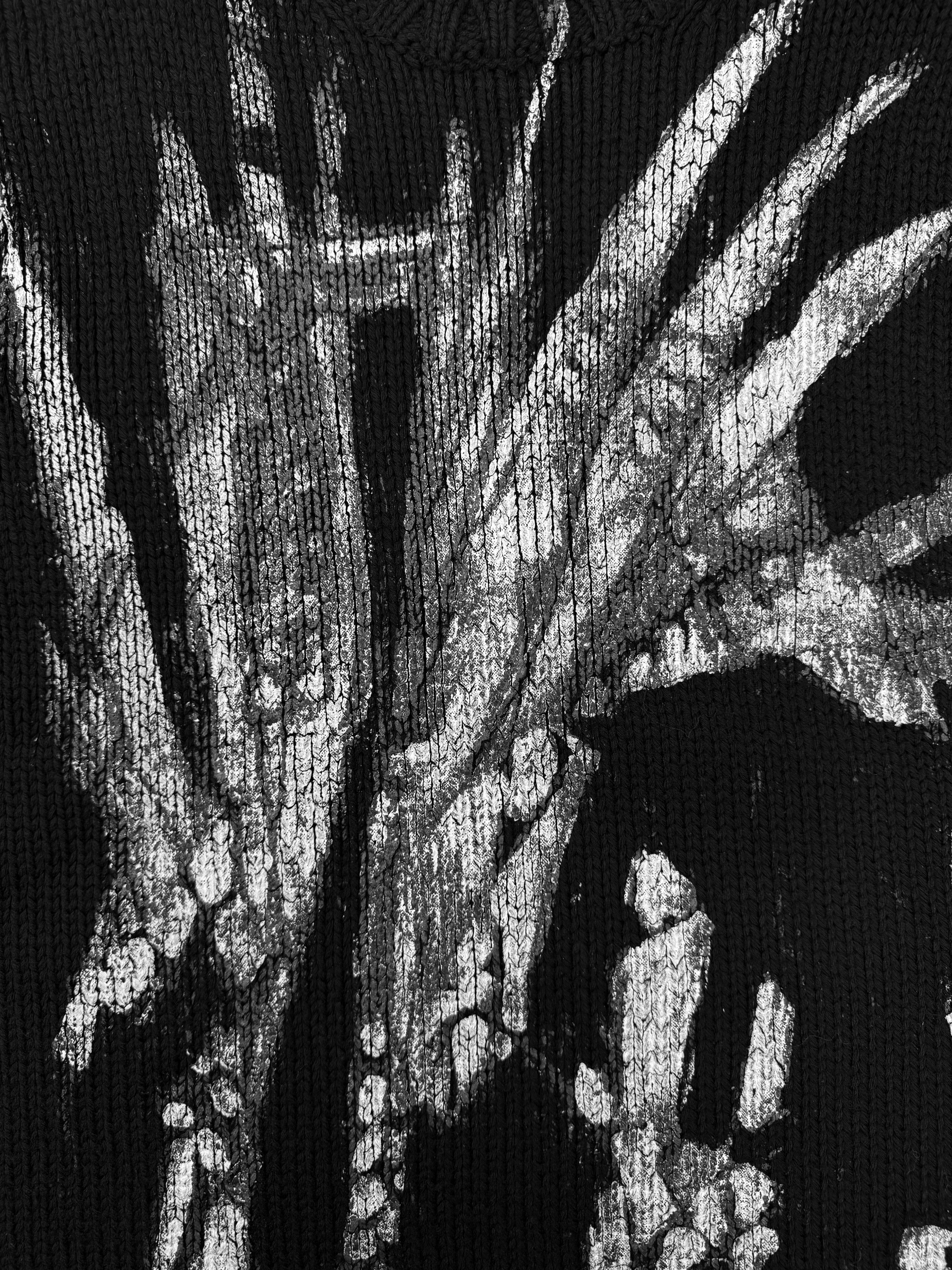 AW04 Yohji Yamamoto Hand Painted Heavy Weave Abstract Knitted Sweater