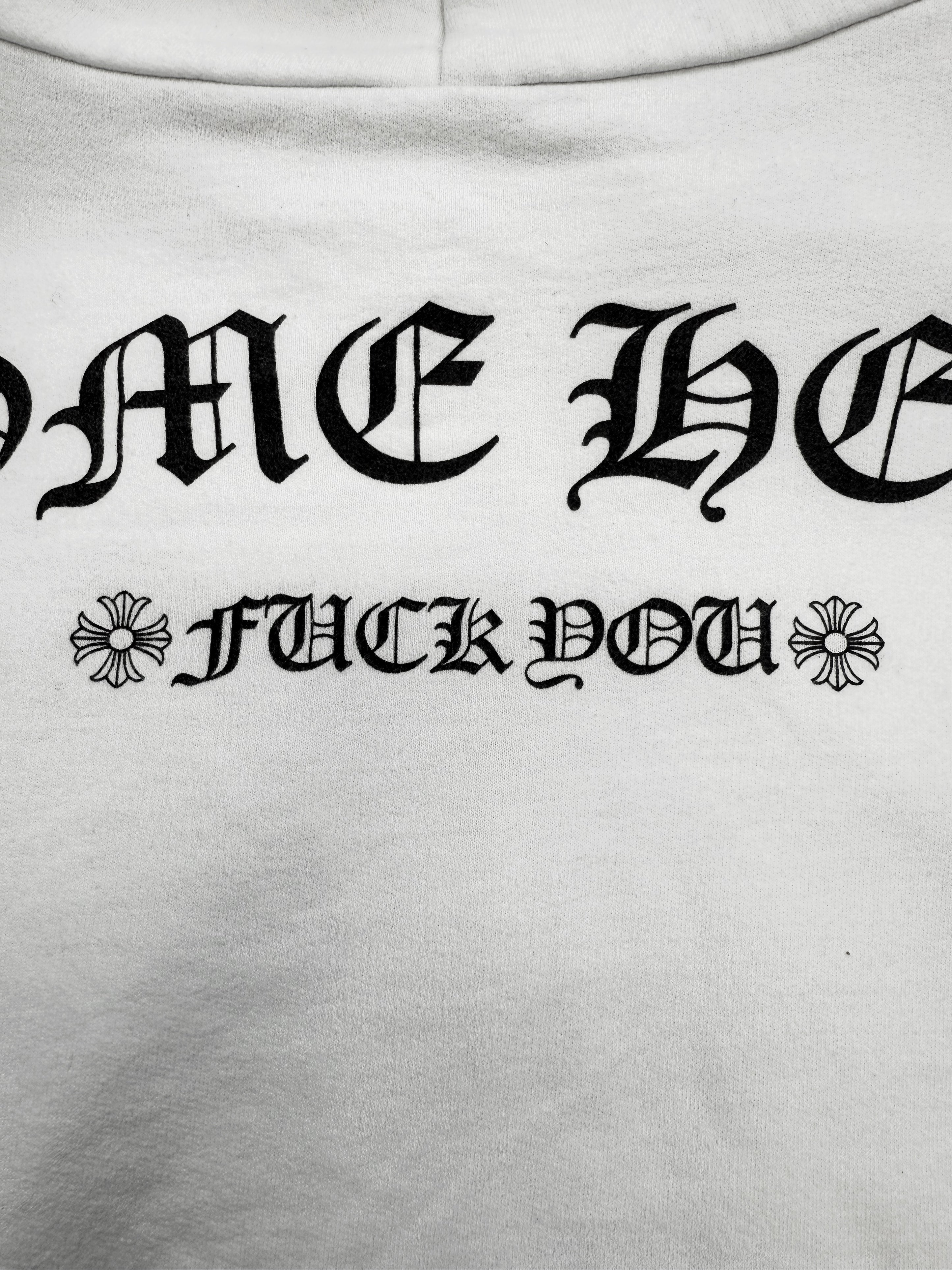 Chrome Hearts ‘Fuck You’ Rhodium Zip Up White Hoodie