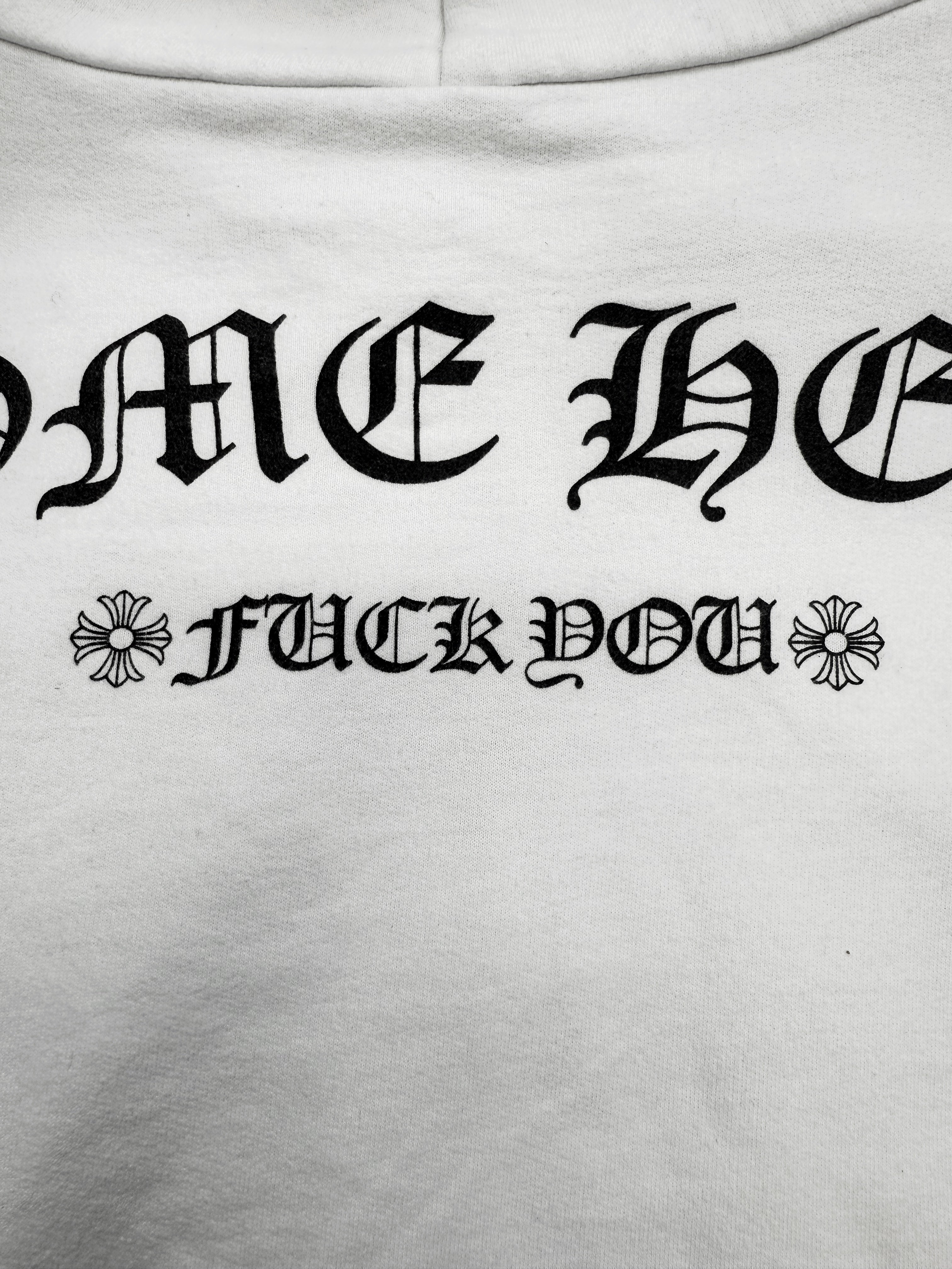 Chrome Hearts ‘Fuck You’ Rhodium Zip Up White Hoodie