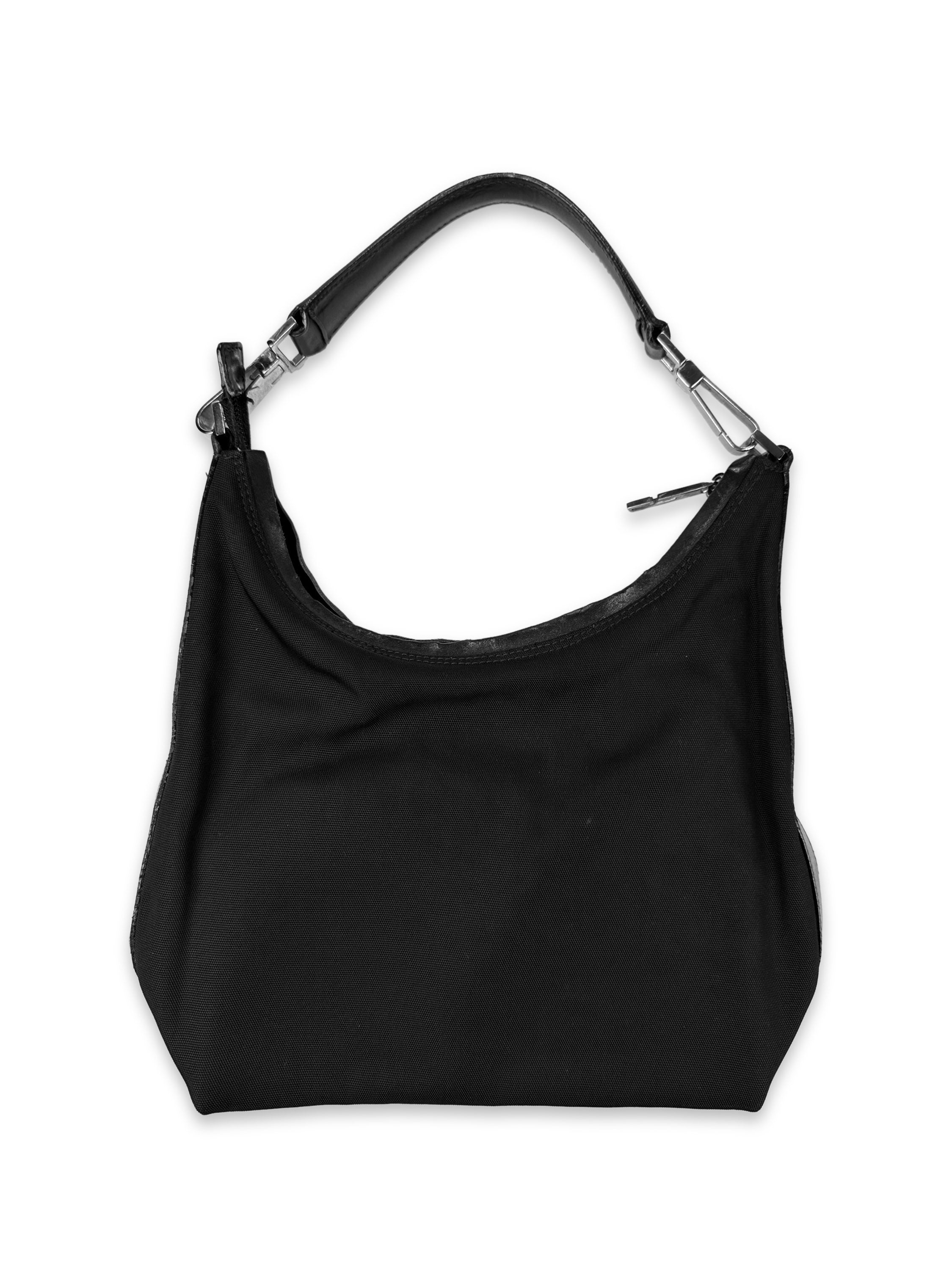 00s Gucci Black Leather Nylon Handbag