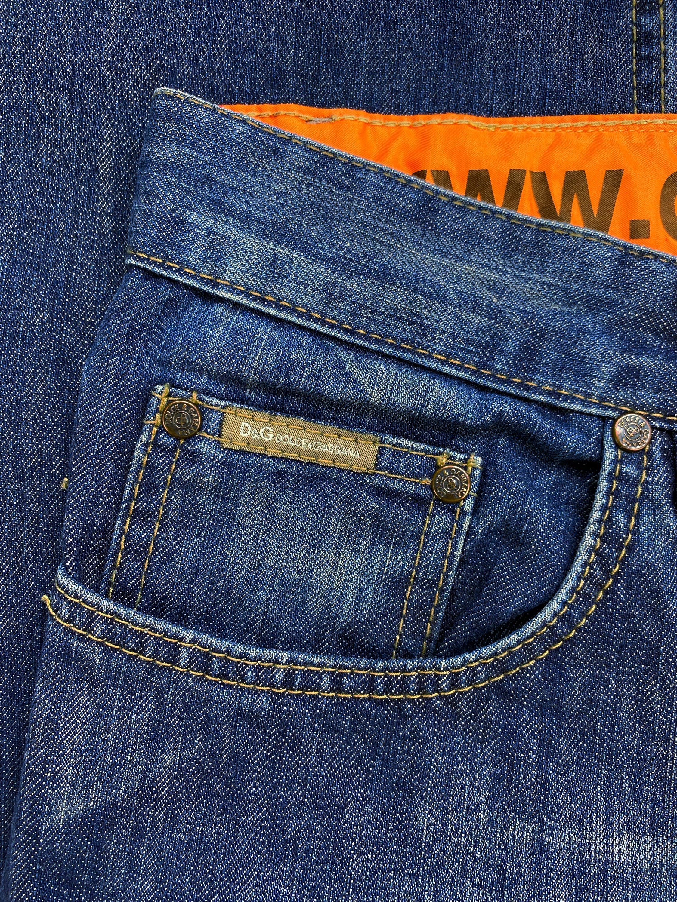 SS06 Dolce &amp; Gabbana “Wake Up” Poem Thrashed Light Wash Denim