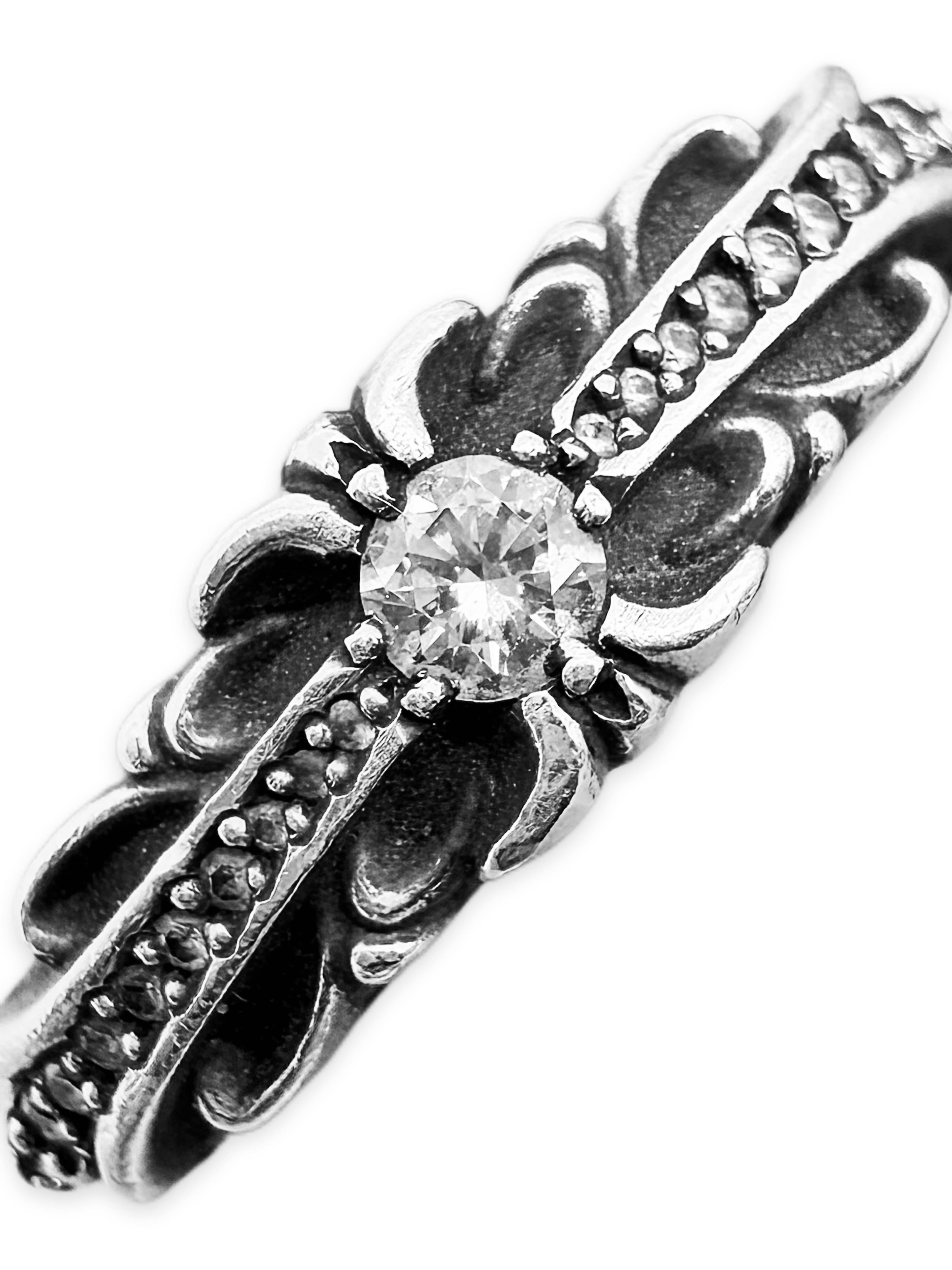 Chrome Hearts Pavé Diamond Factory Set Floral .925 Silver Ring