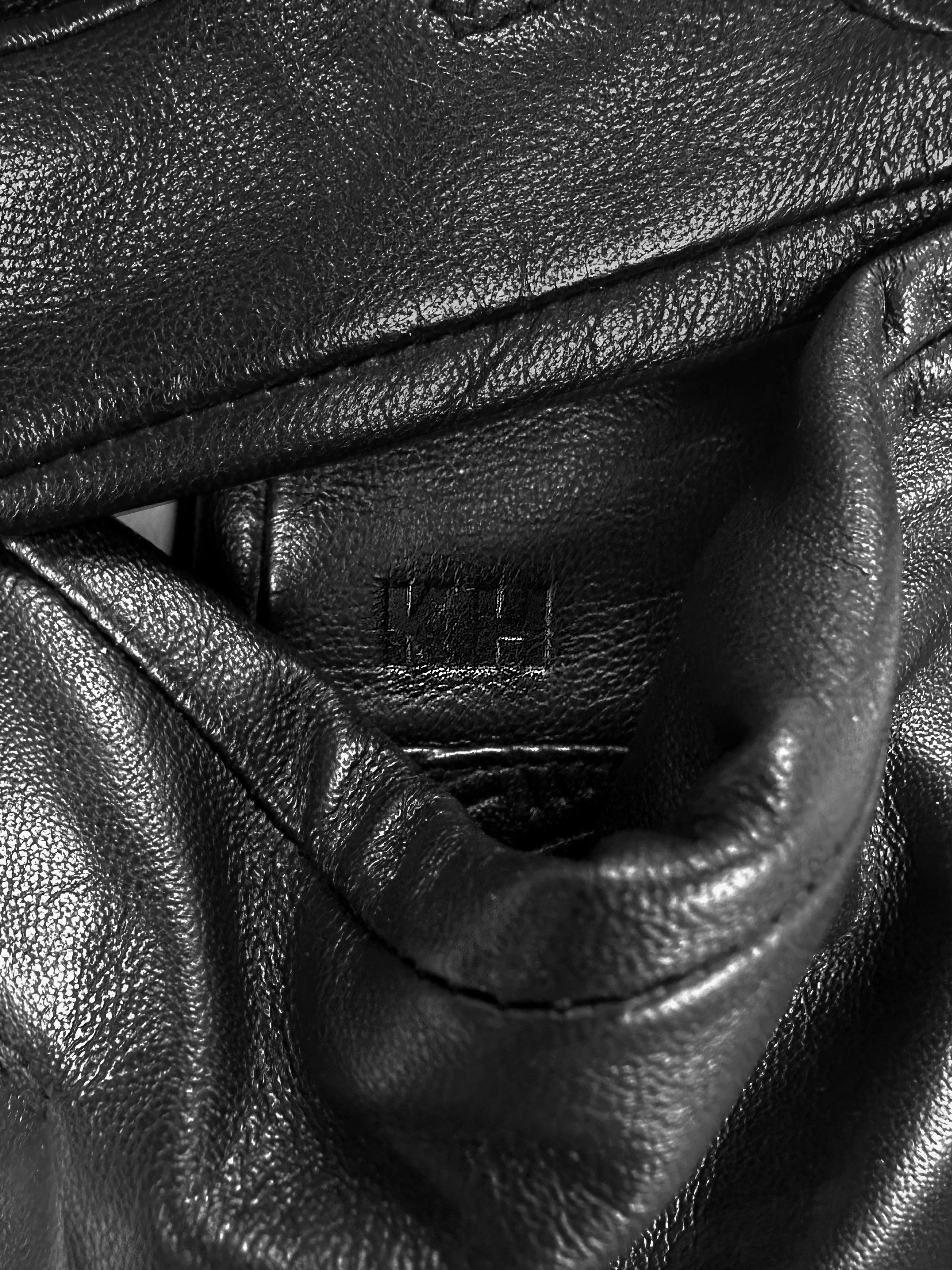 Katharine Hamnett Black Leather KH Logo Gloves
