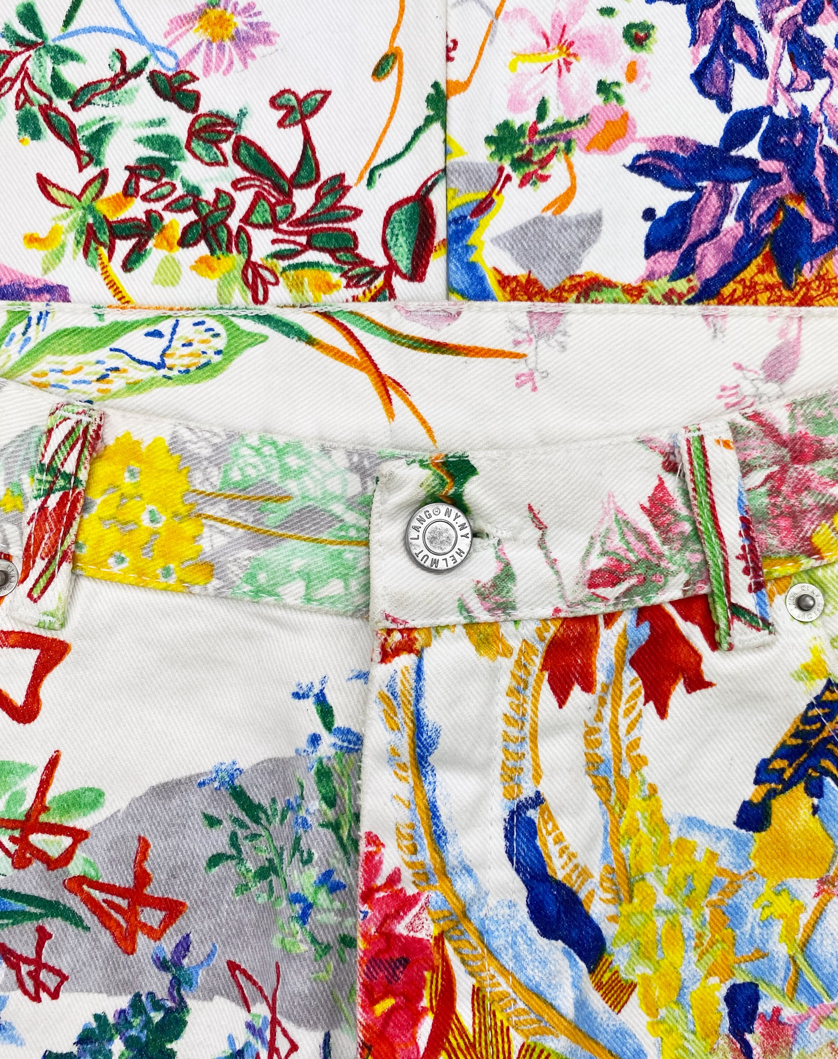 SS05 Helmut Lang Swiss Floral Print Flared Denim