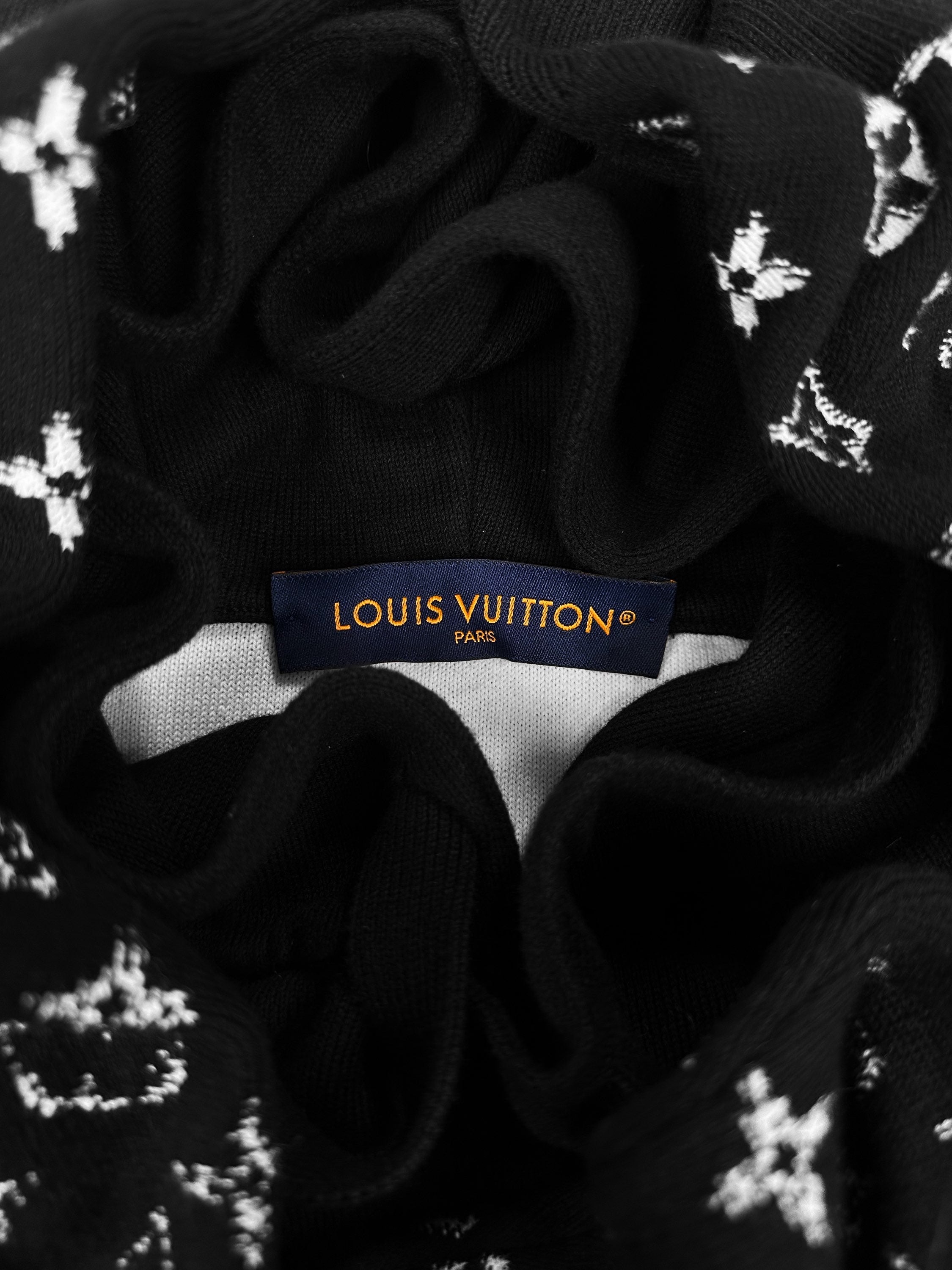 AW22 Louis Vuitton ‘Monogram’ Black Gradient Knitted Hoodie
