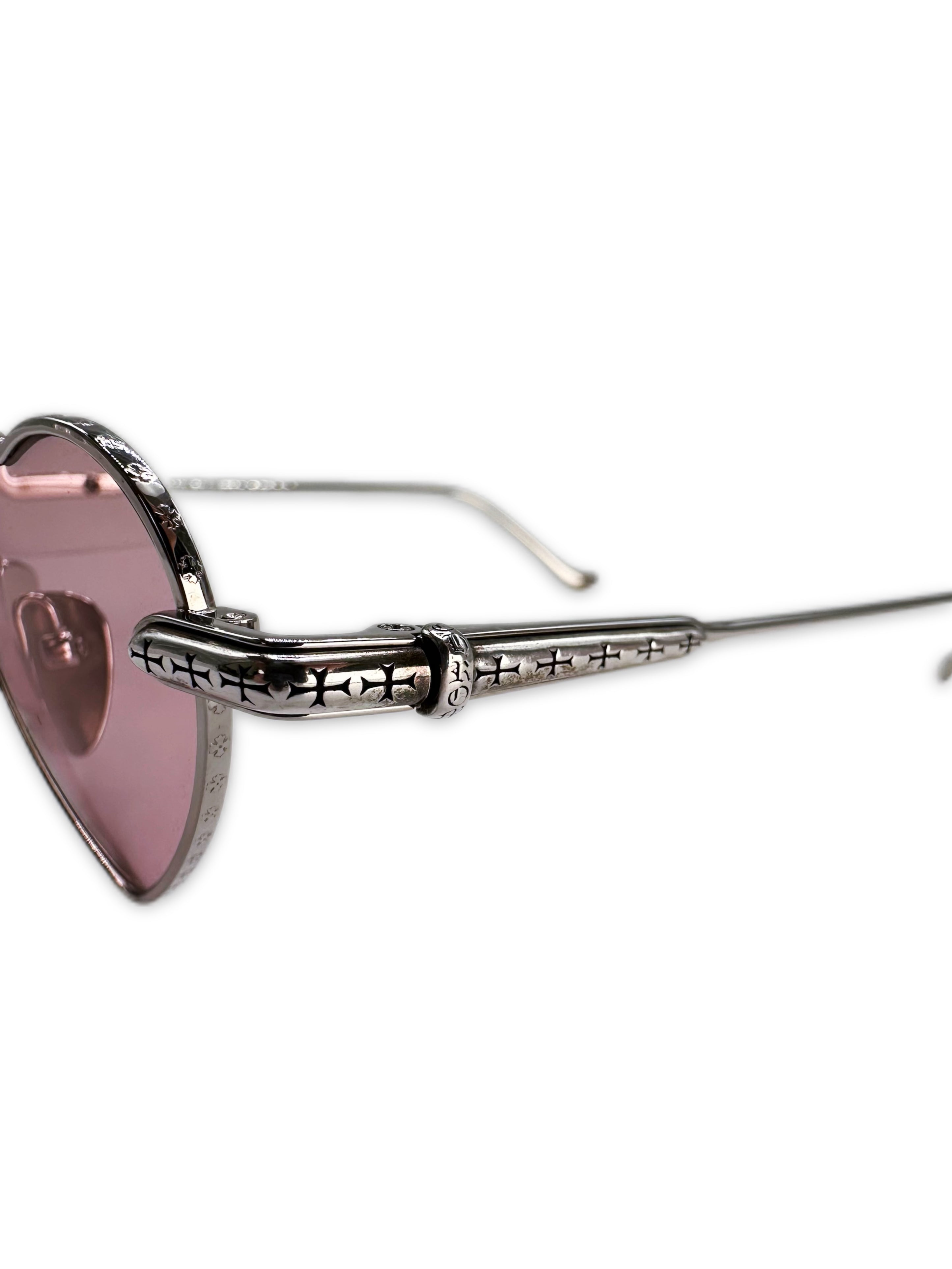 Chrome Hearts ‘Bean’ Pink Tint Heart Sunglasses + Cheetah Case