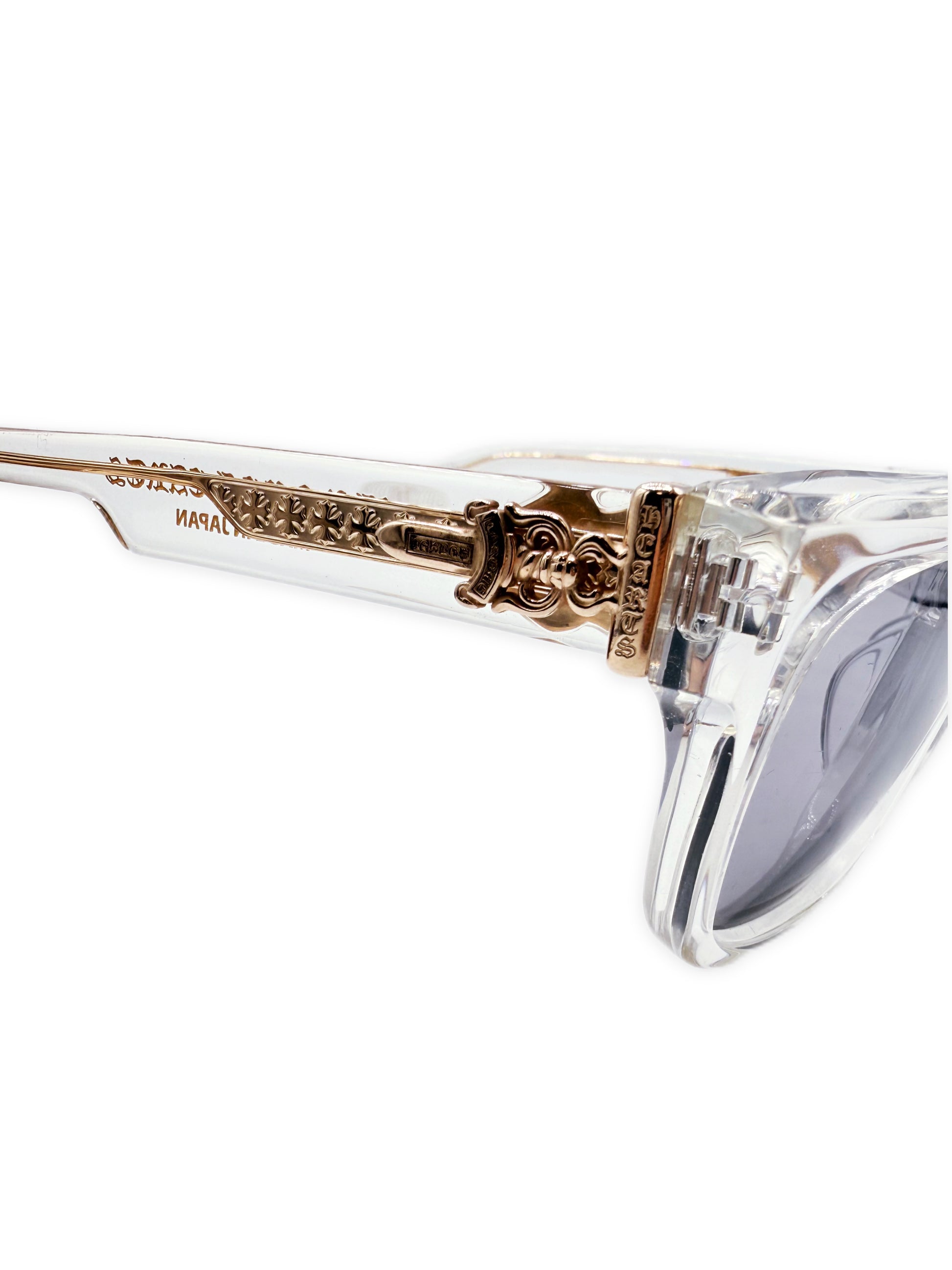 Chrome Hearts Box Officer 22k Gold Plated Clear Sunglasses