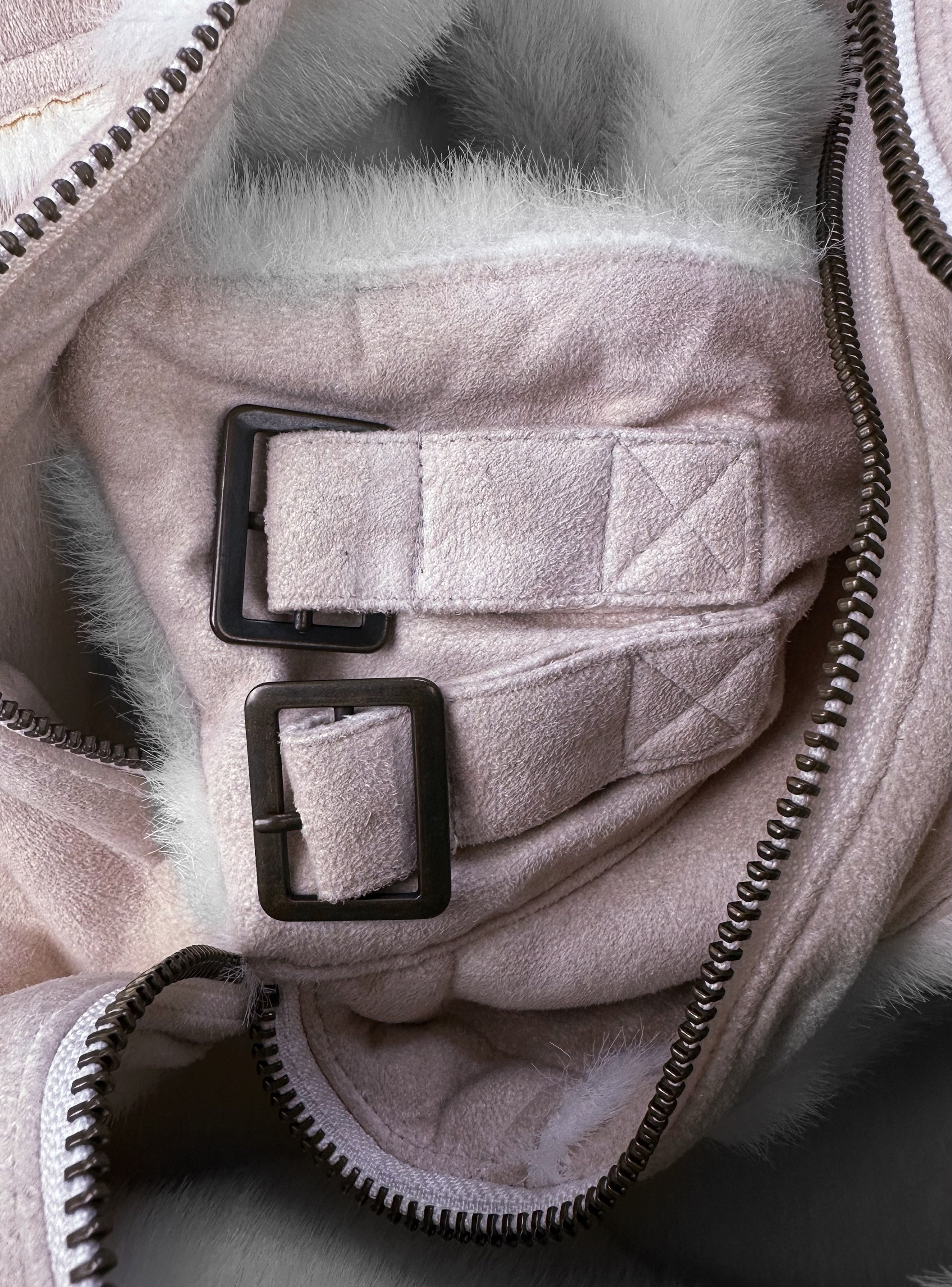 Semantic Design Pink Shearling Suede Aviation Jacket