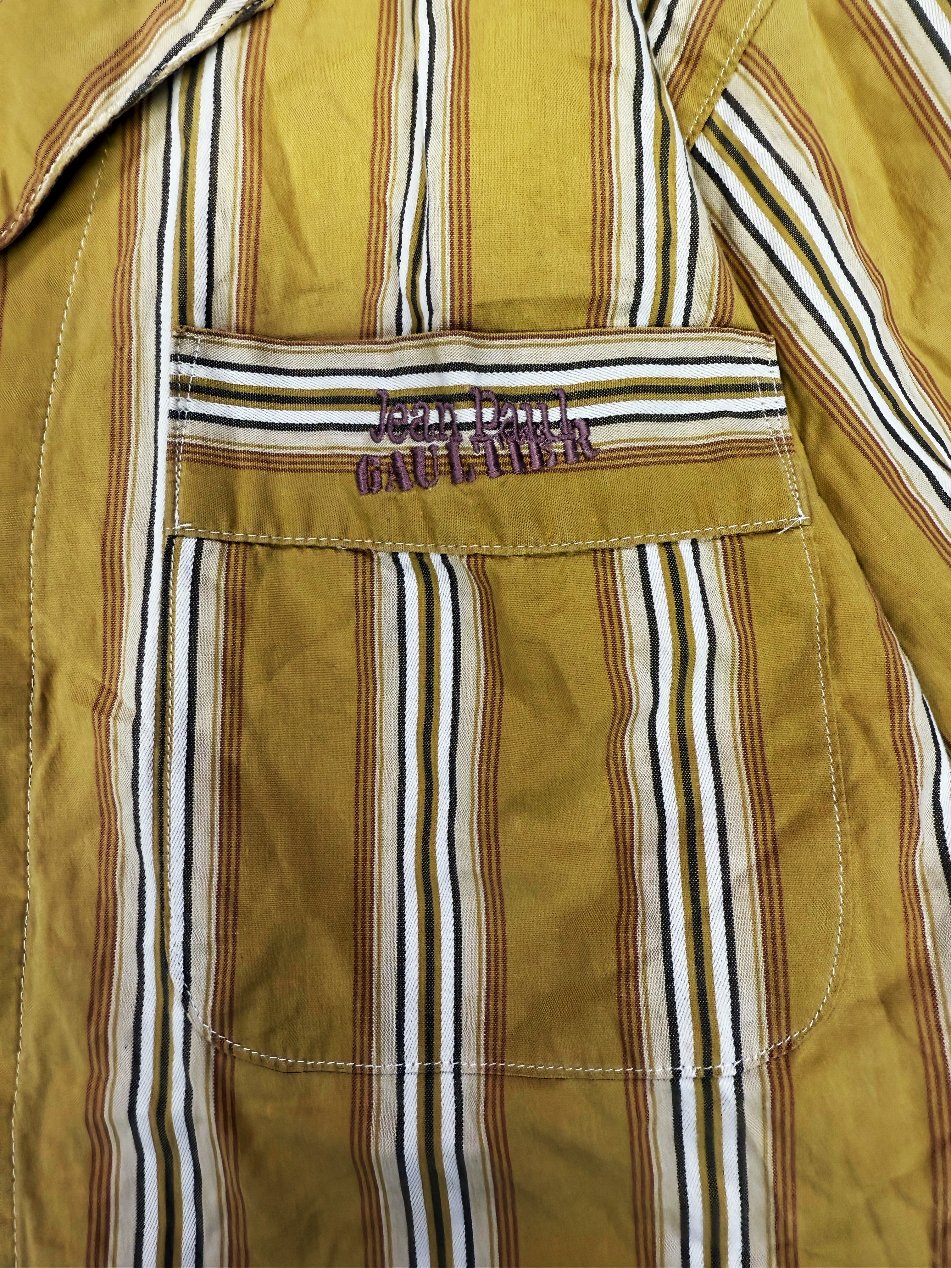 90s Jean Paul Gaultier Homme Yellow Pinstripe Embroidered Shirt