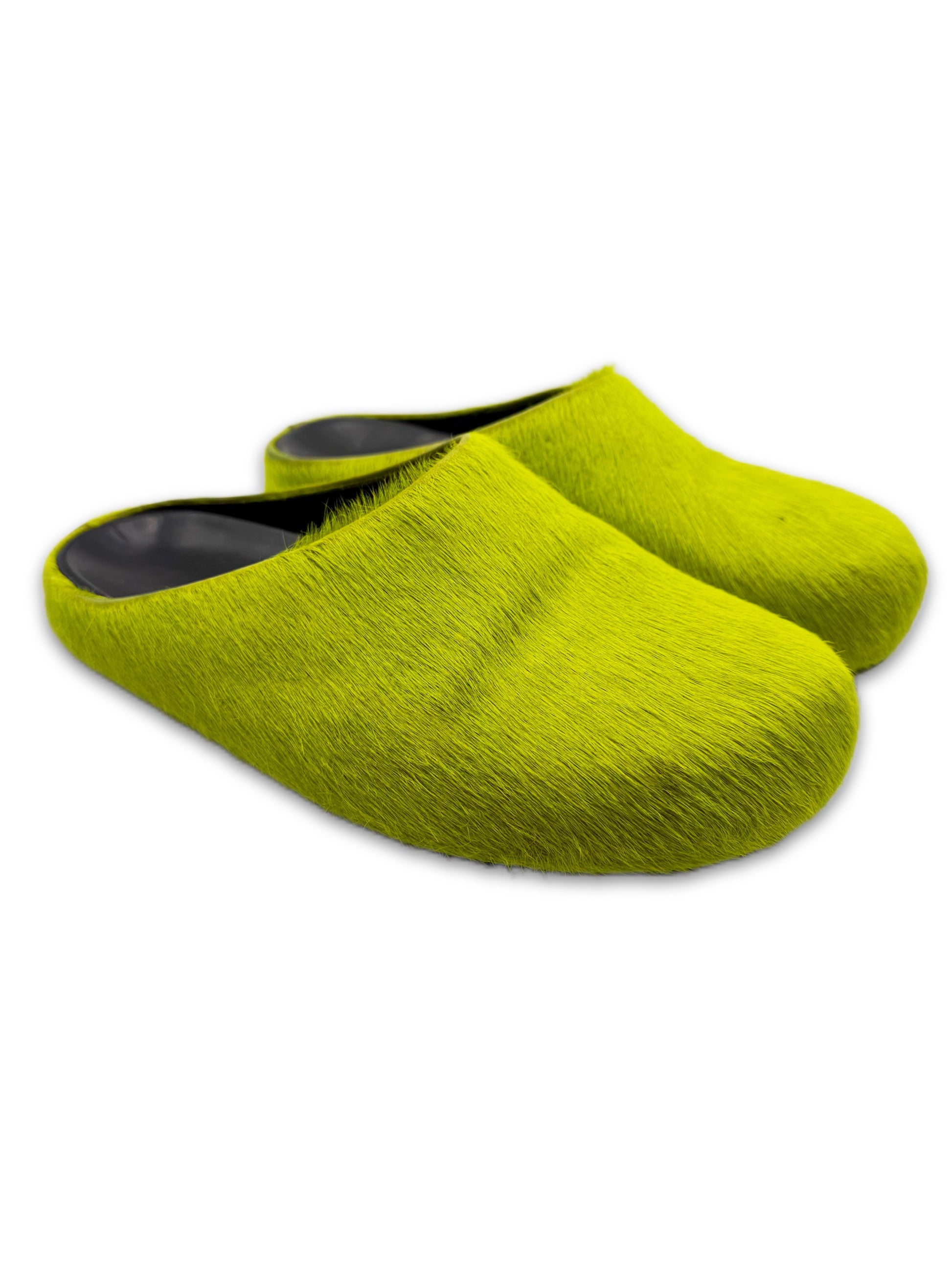 AW21 Marni Fussbet ‘Grinch’ Neon Mohair Leather Mules