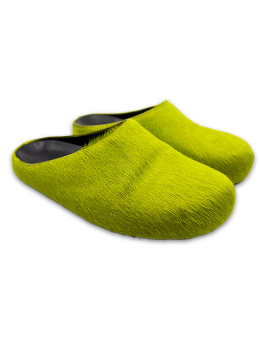 AW21 Marni Fussbet ‘Grinch’ Neon Mohair Leather Mules