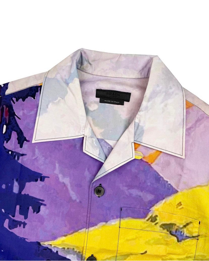 SS17 Prada Mountain Landscape Full Print Camp Collar