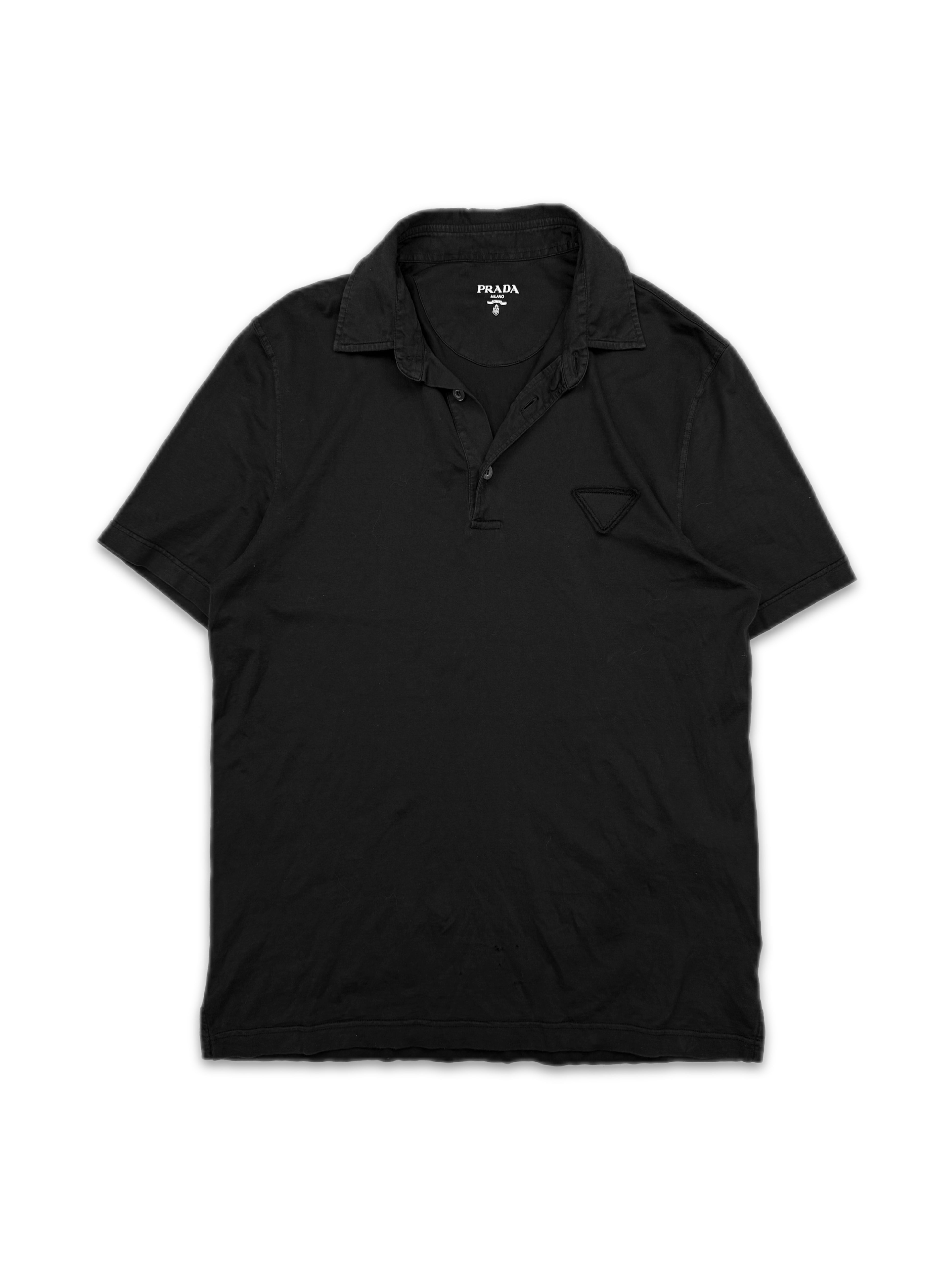 SS23 Prada ‘Triangle Logo’ Black Collared Polo Shirt