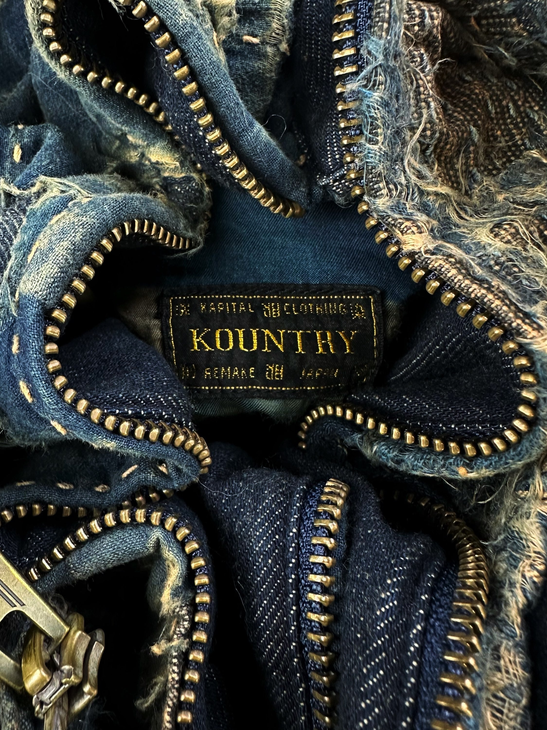 AW24 Kapital ‘Boro’ Stitch Zip-up Reworked Denim Jacket