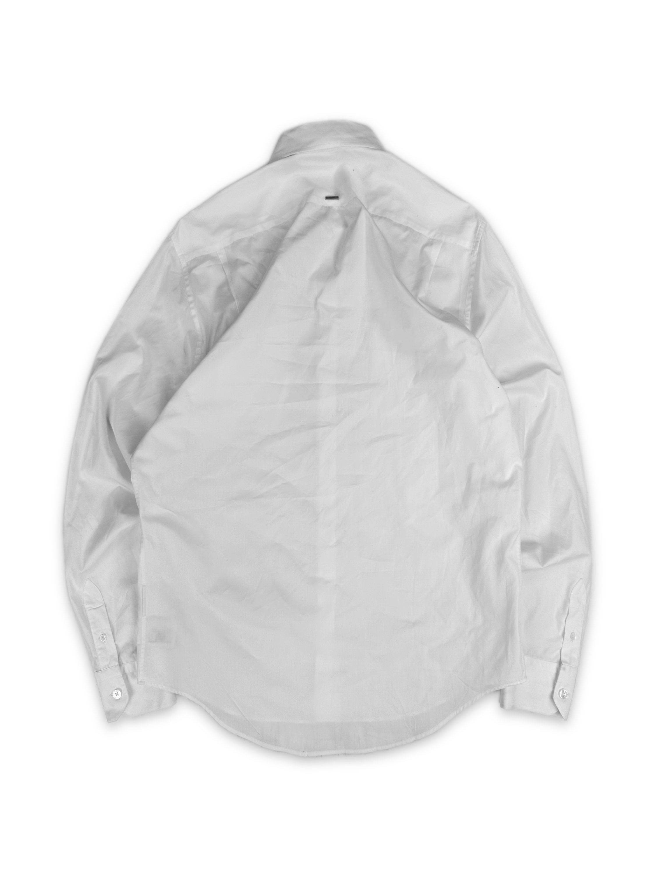 Louis Vuitton White ‘Metal’ Logo Collared Long Sleeve Shirt