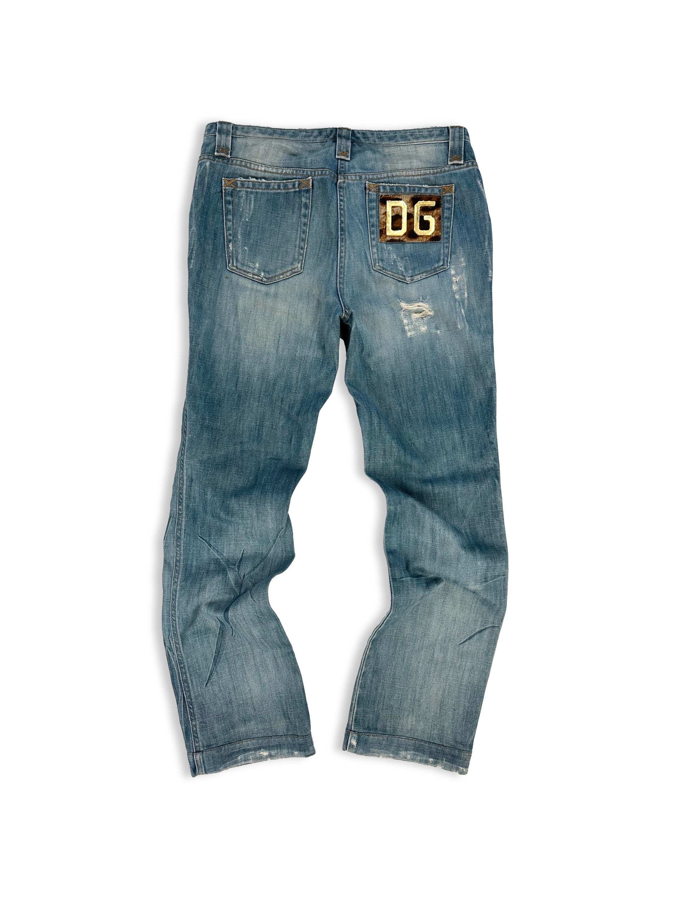 Dolce &amp; Gabbana Blue Wash Distressed Flared Denim