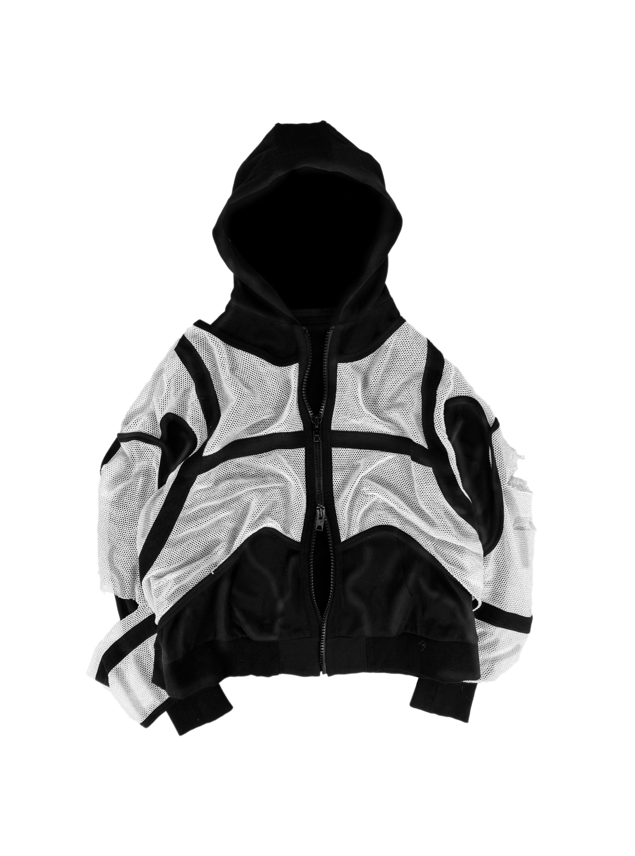 AW19 Julius_7 ‘Sample’ Mesh Double Layered Full Zip Hoodie